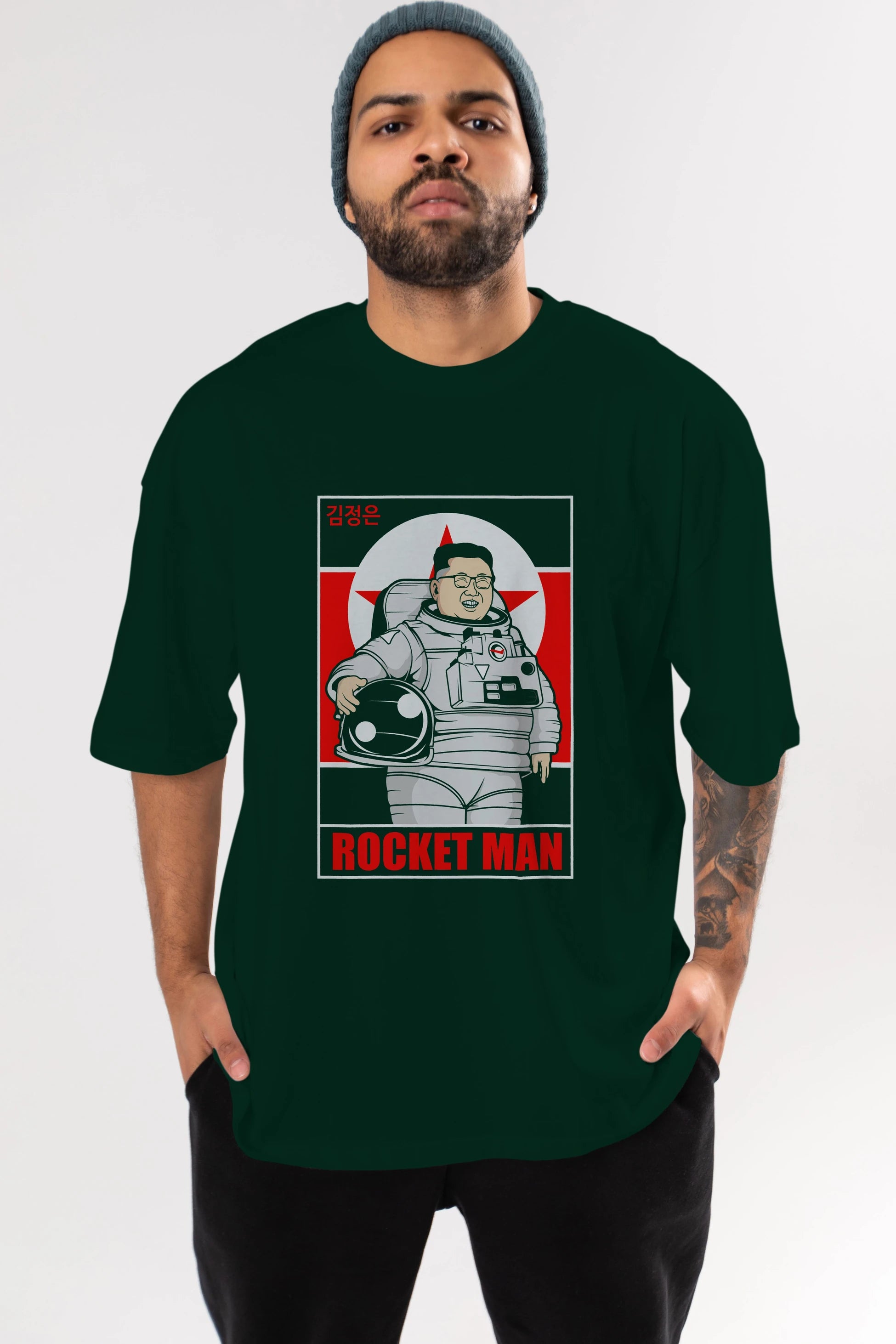 Astronot Kim Ön Baskılı Oversize t-shirt Erkek Kadın Unisex %100 Pamuk tişort