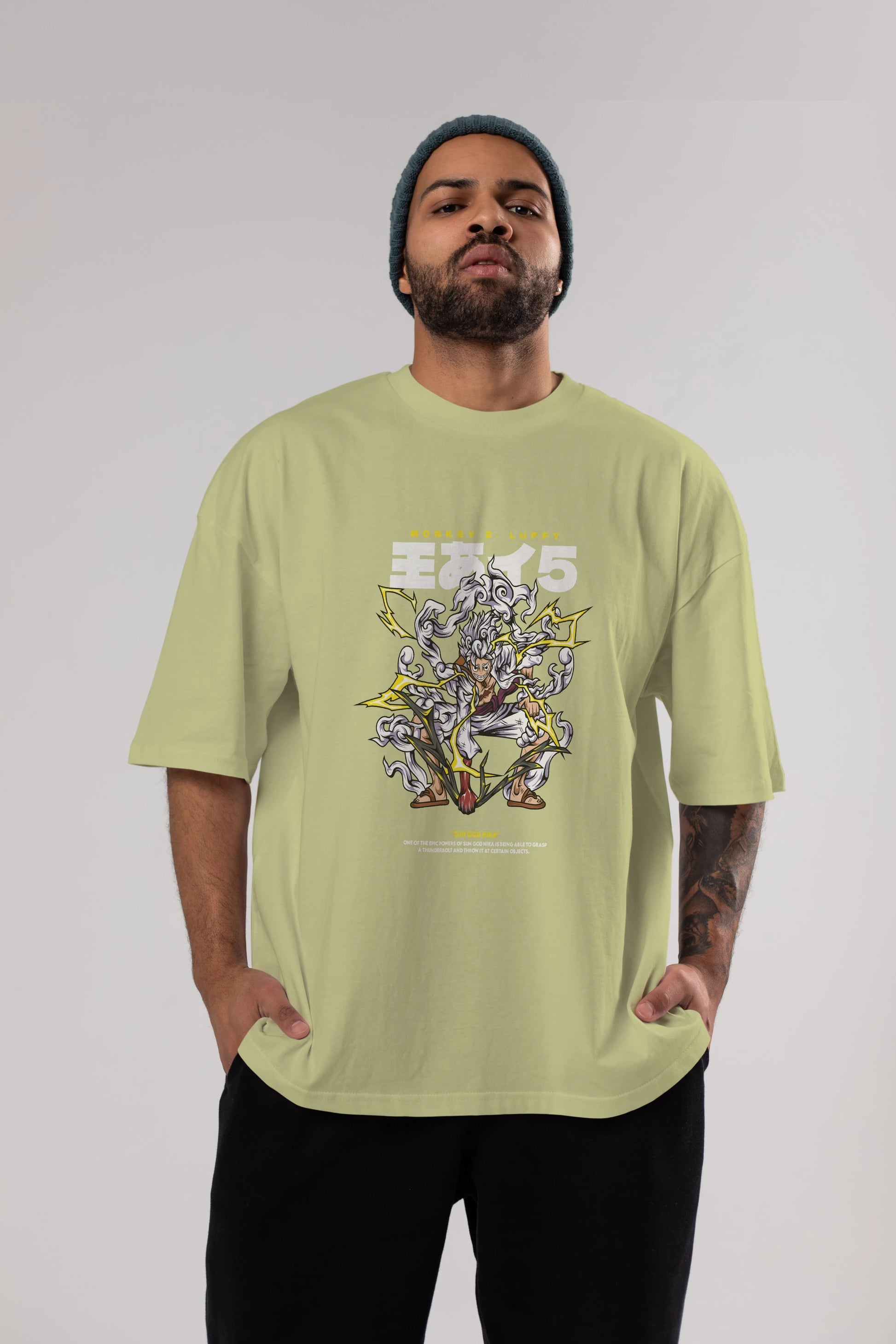 Monkey D. Luffy Anime Ön Baskılı Oversize t-shirt %100 pamuk Erkek Kadın Unisex