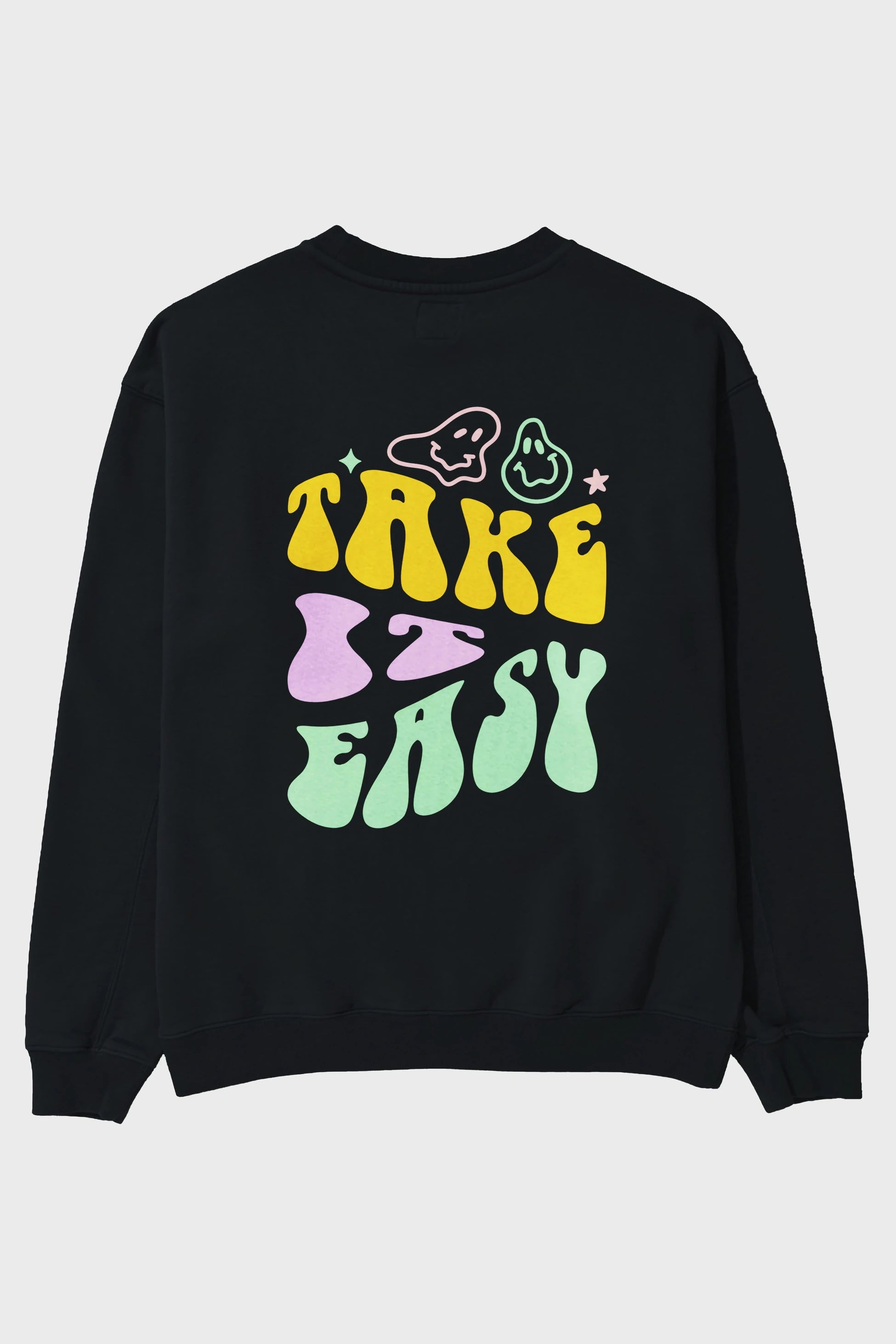 Take it Easy Yazılı Arka Baskılı Oversize Sweatshirt Erkek Kadın Unisex