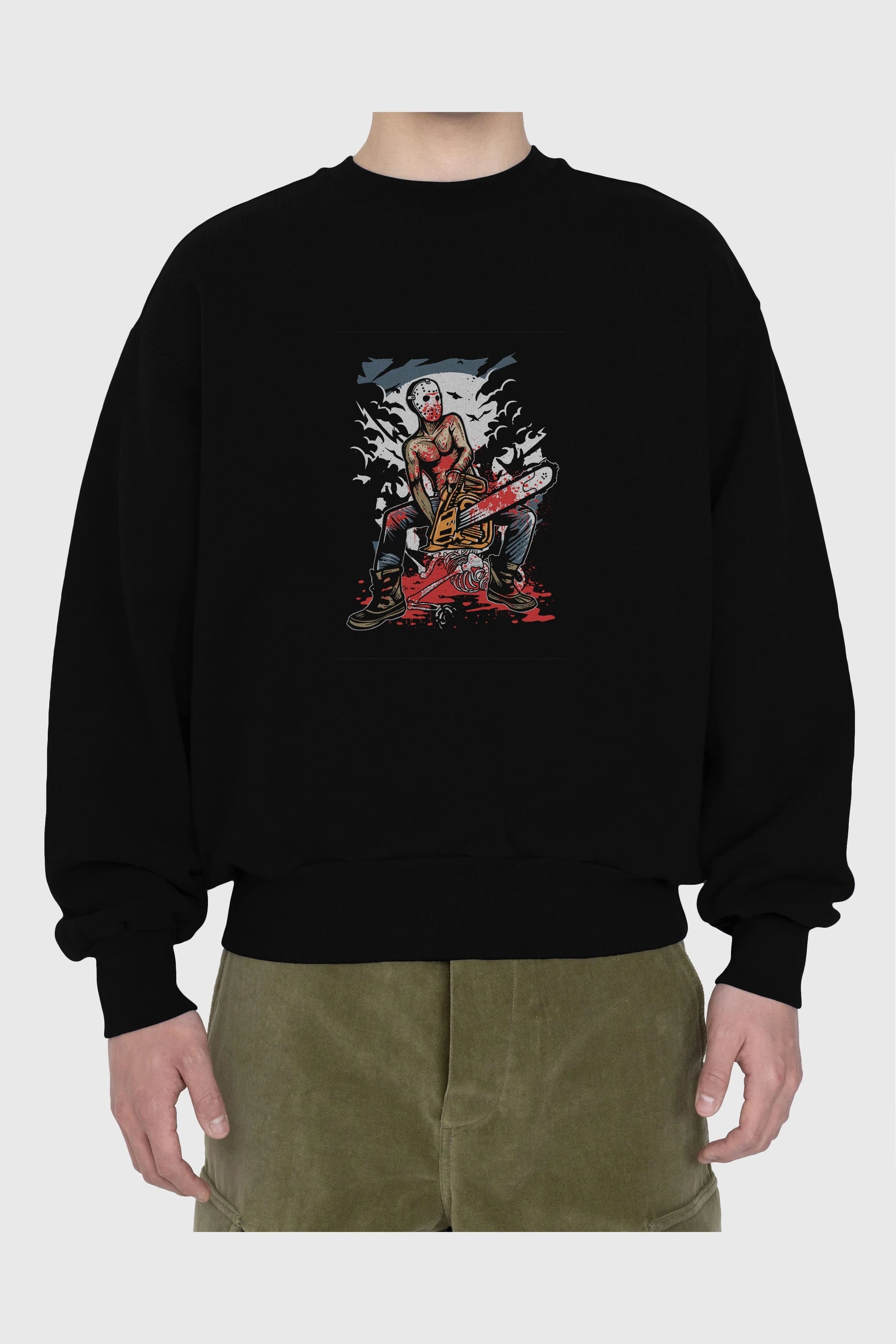 Chainsaw Killer Ön Baskılı Oversize Sweatshirt Erkek Kadın Unisex