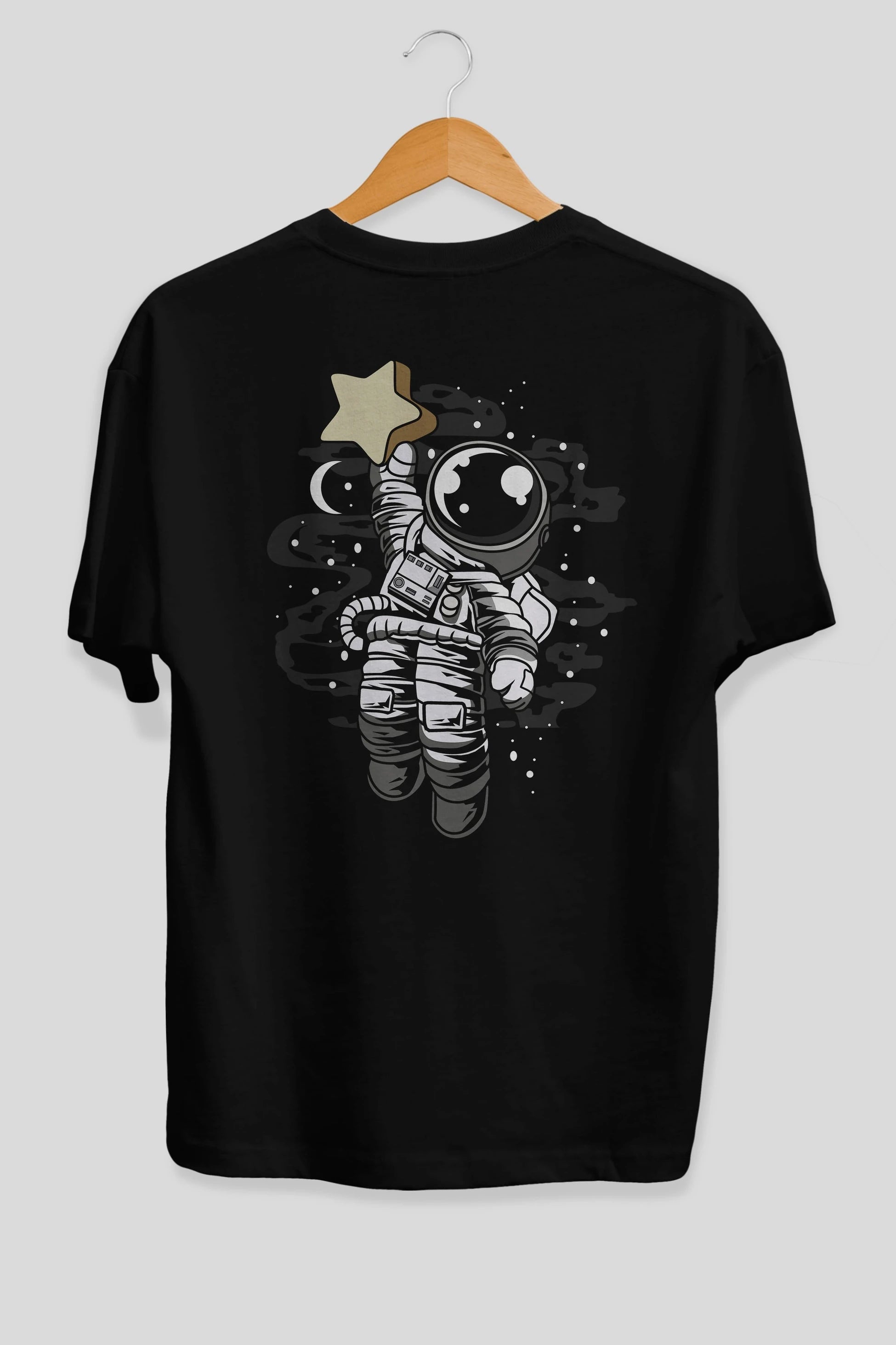 Astronaut Reach The Star Arka Baskılı Oversize t-shirt Erkek Kadın Unisex