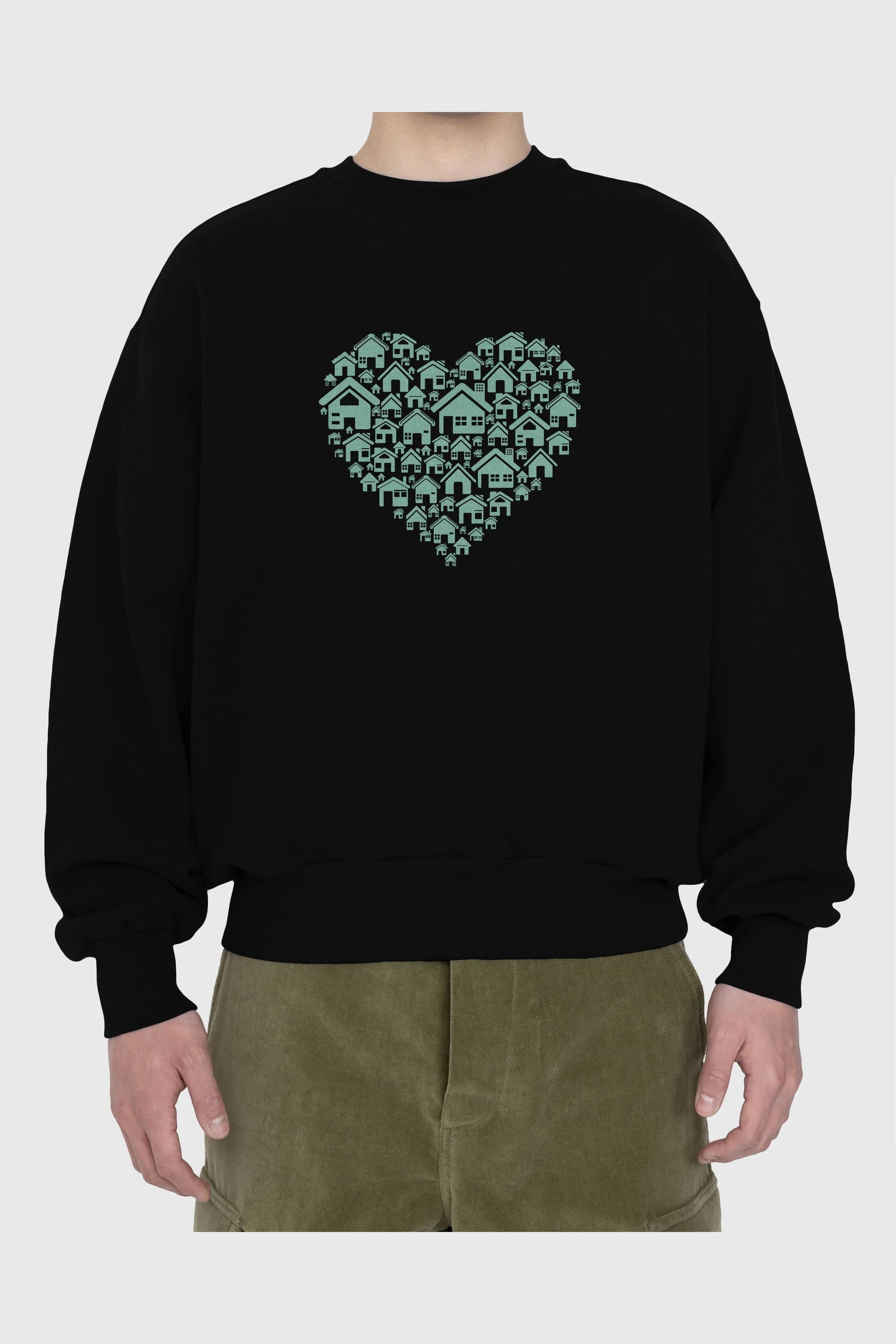 Home Heart Ön Baskılı Oversize Sweatshirt Erkek Kadın Unisex