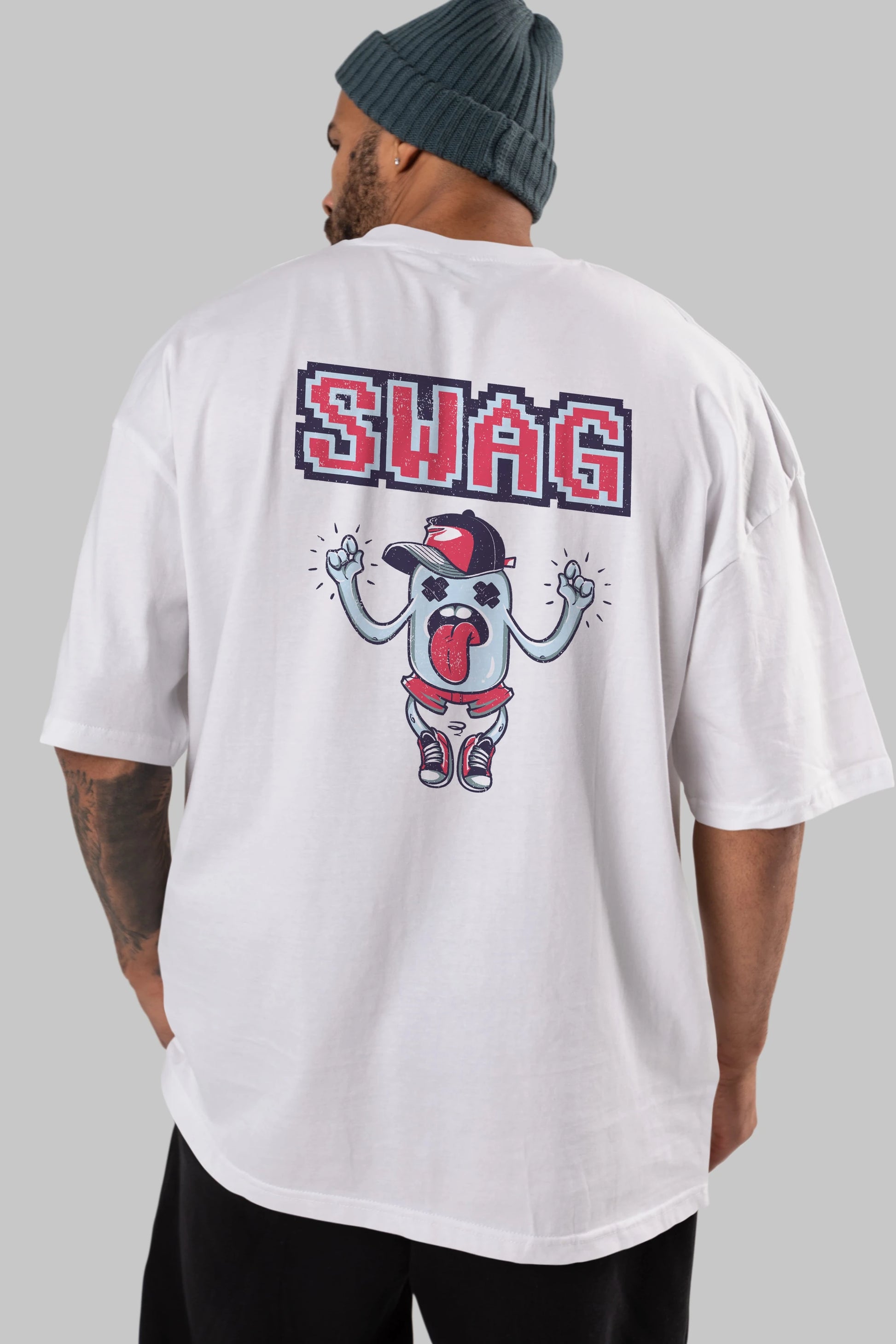 Swag Arka Baskılı Oversize t-shirt Erkek Kadın Unisex