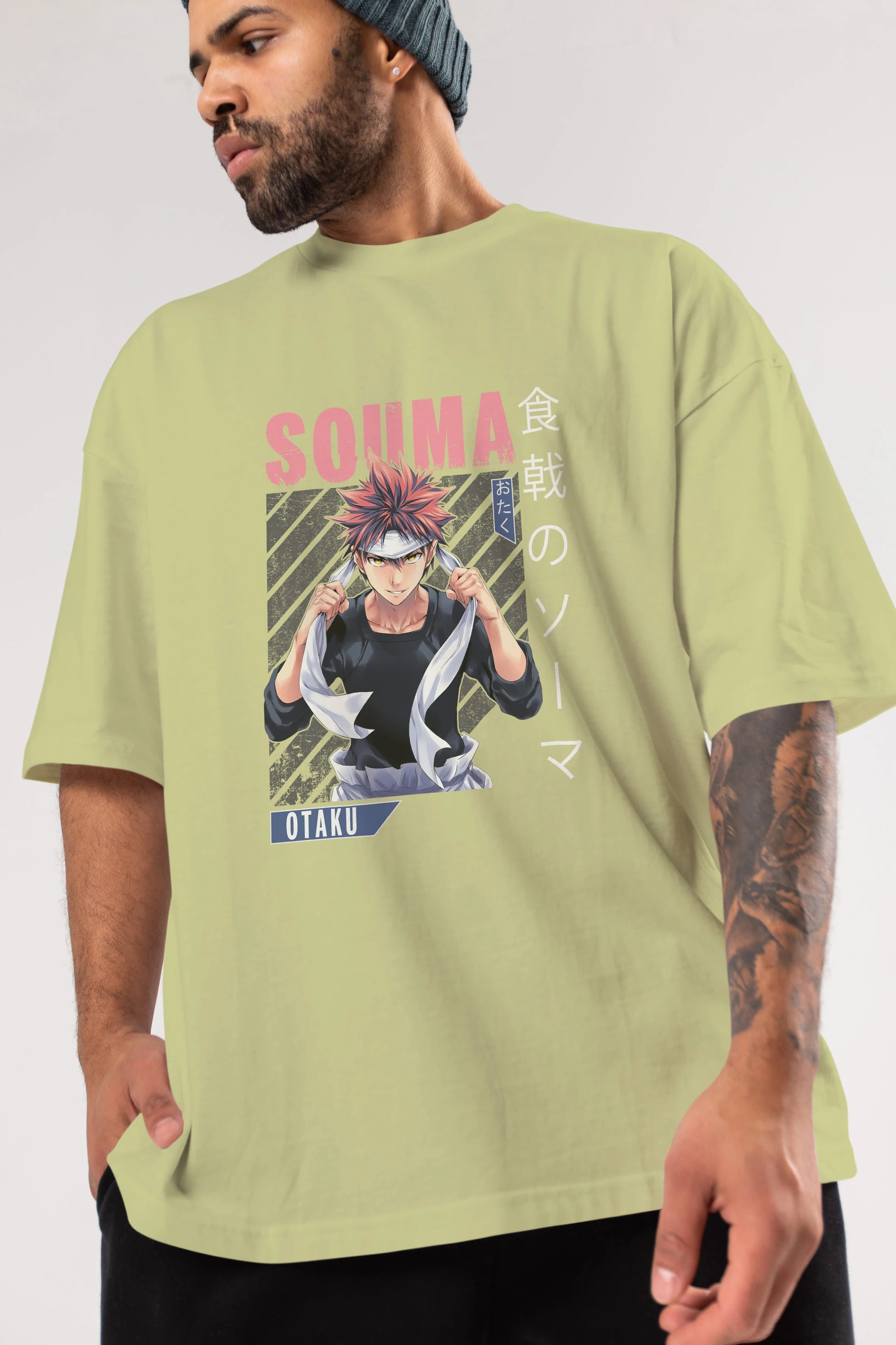 Souma Yukihira 8 Anime Ön Baskılı Oversize t-shirt %100 pamuk Erkek Kadın Unisex