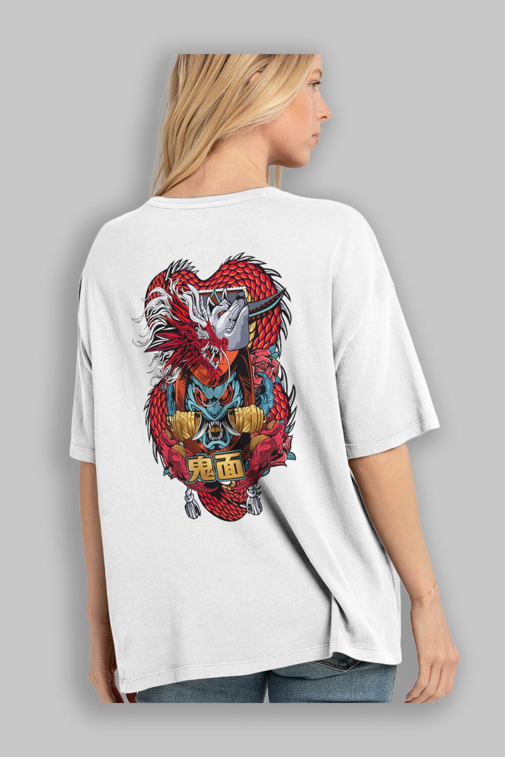 TRIBAL Anime Arka Baskılı Oversize t-shirt Erkek Kadın Unisex