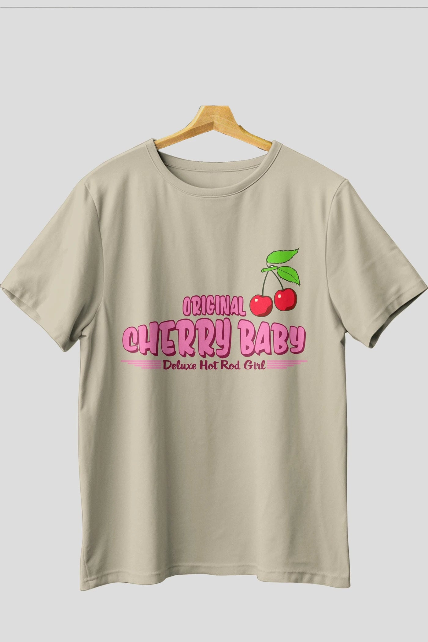 Cherry Baby Ön Baskılı Oversize t-shirt Erkek Kadın Pamuk Bisiklet Yaka tişort