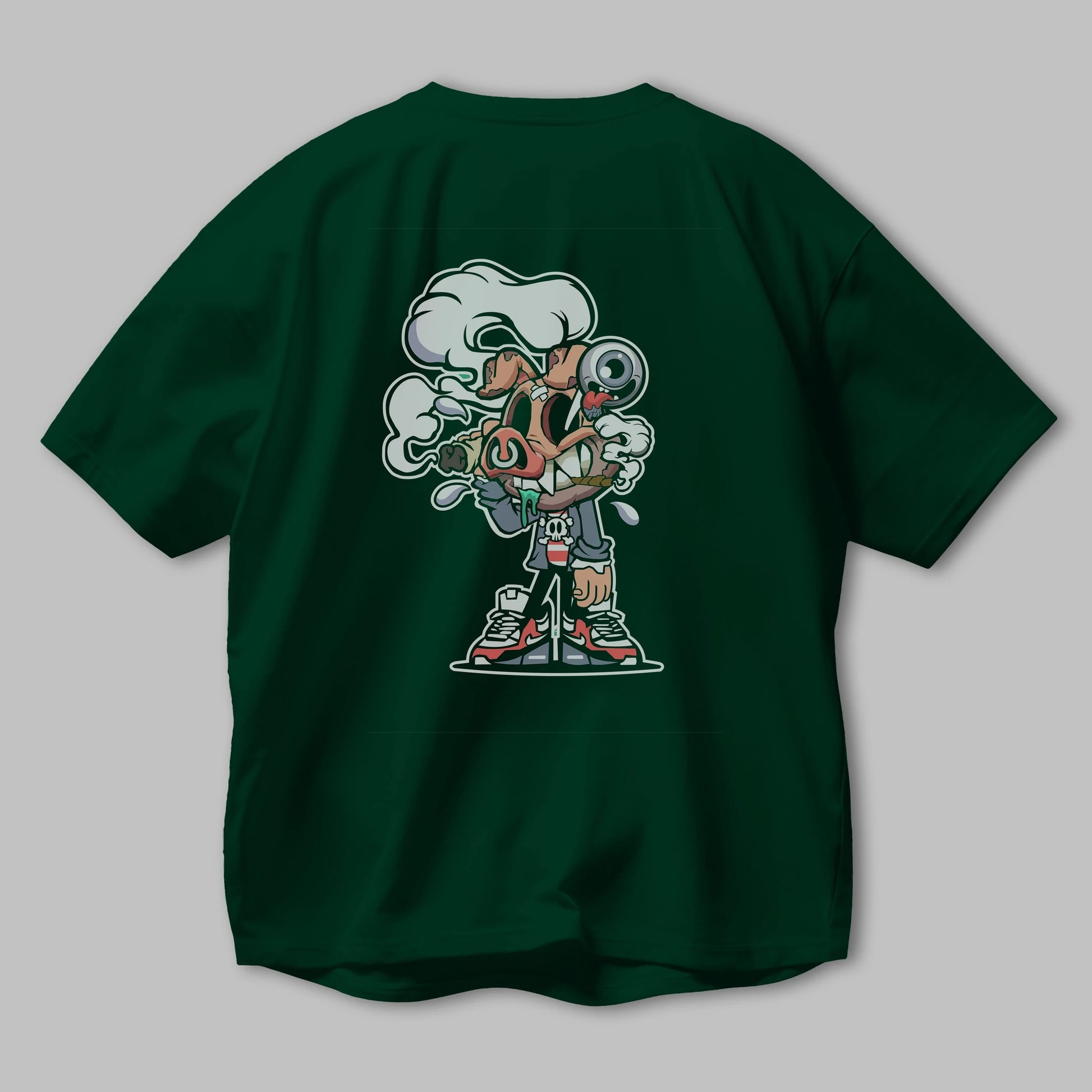 Pig Smoker Arka Baskılı Oversize t-shirt Erkek Kadın Unisex %100 Pamuk tişort