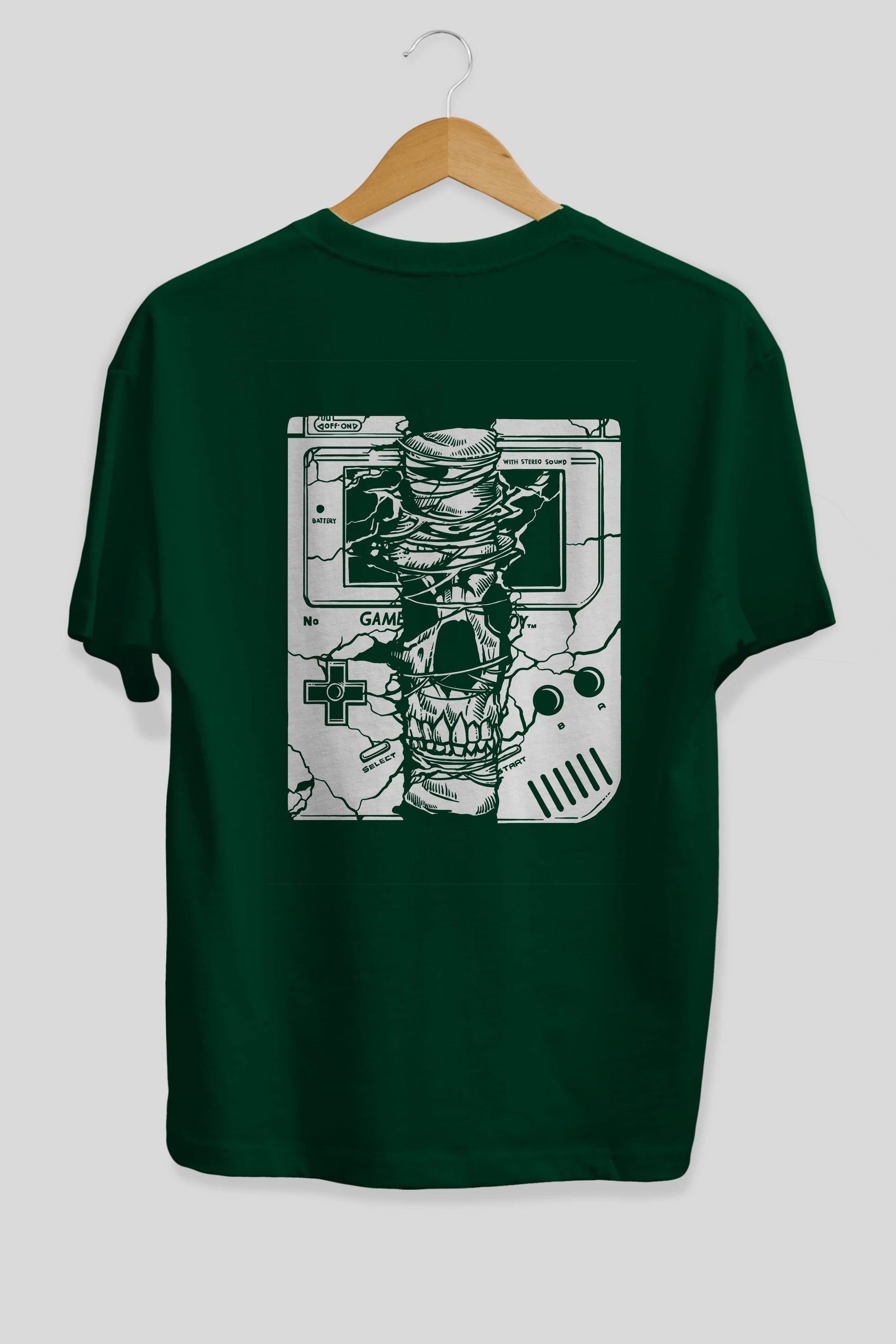 Gameboy Skull Arka Baskılı Oversize t-shirt Erkek Kadın Unisex %100 Pamuk
