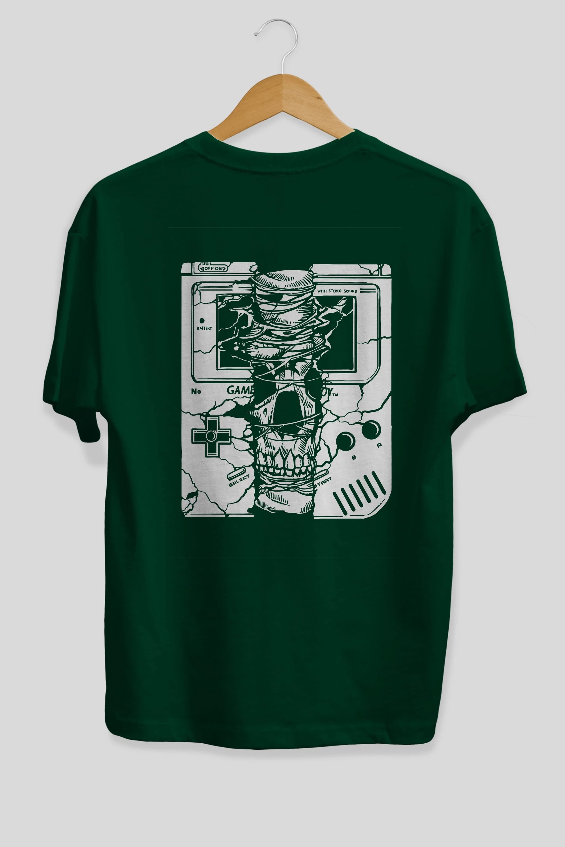 Gameboy Skull Arka Baskılı Oversize t-shirt Erkek Kadın Unisex %100 Pamuk