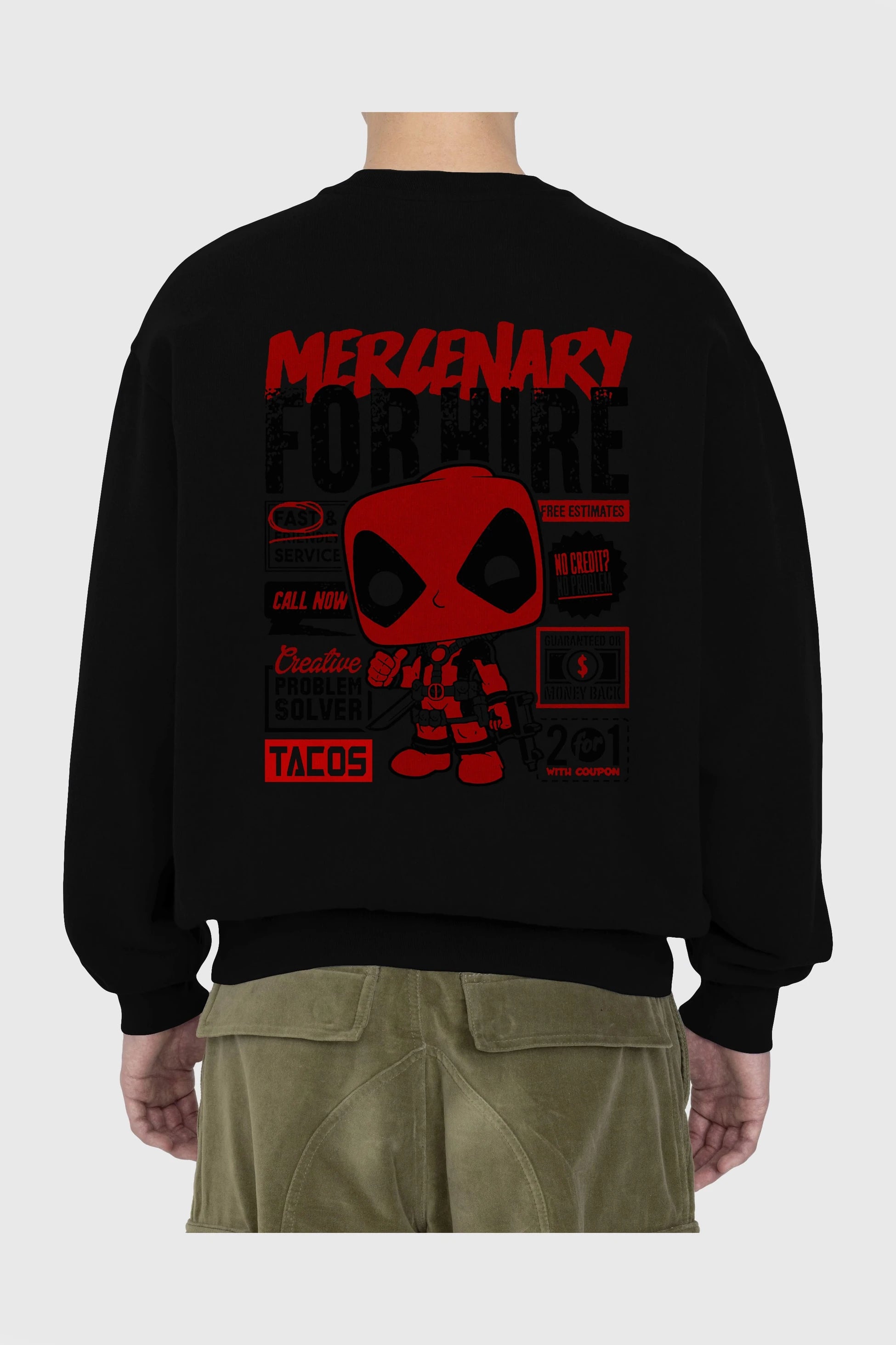 Deadpool (18) Arka Baskılı Oversize Sweatshirt Erkek Kadın Unisex