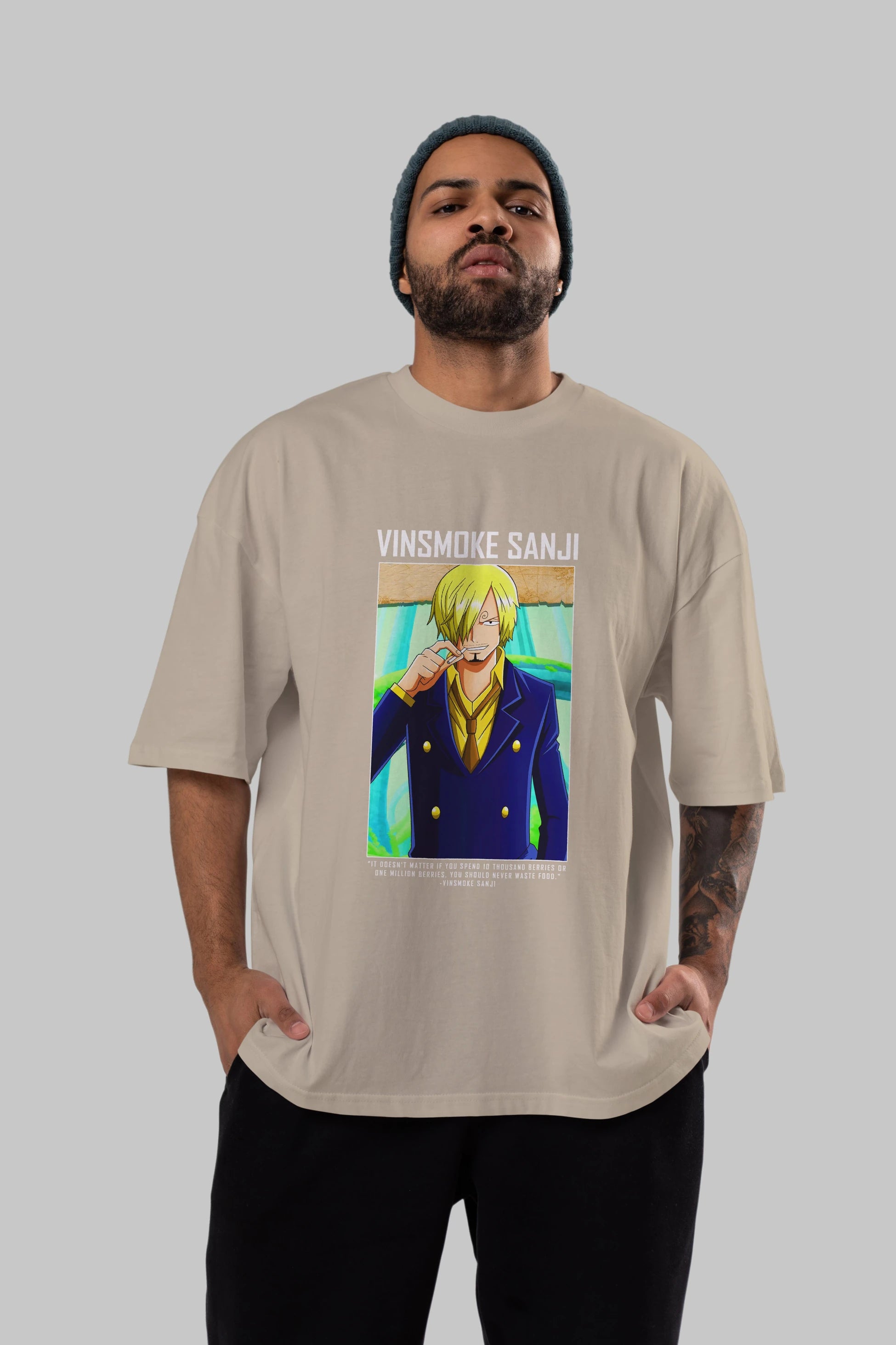 Sanji 2 Anime Ön Baskılı Oversize t-shirt Erkek Kadın Unisex