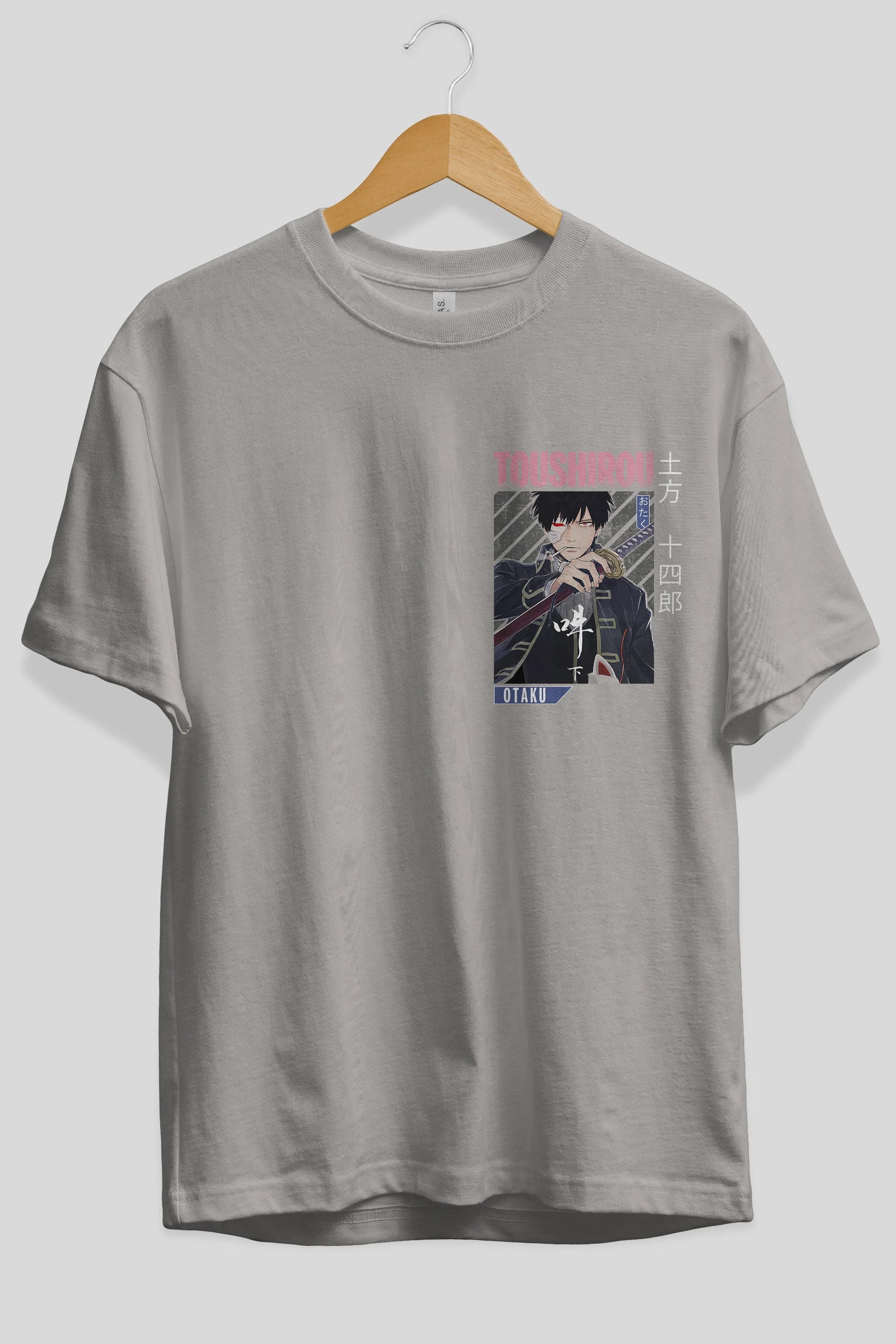 Toushirou Hijikata 1 Ön Sol Baskılı Oversize t-shirt Erkek Kadın Unisex %100 Pamuk Bisiklet Yaka tişort