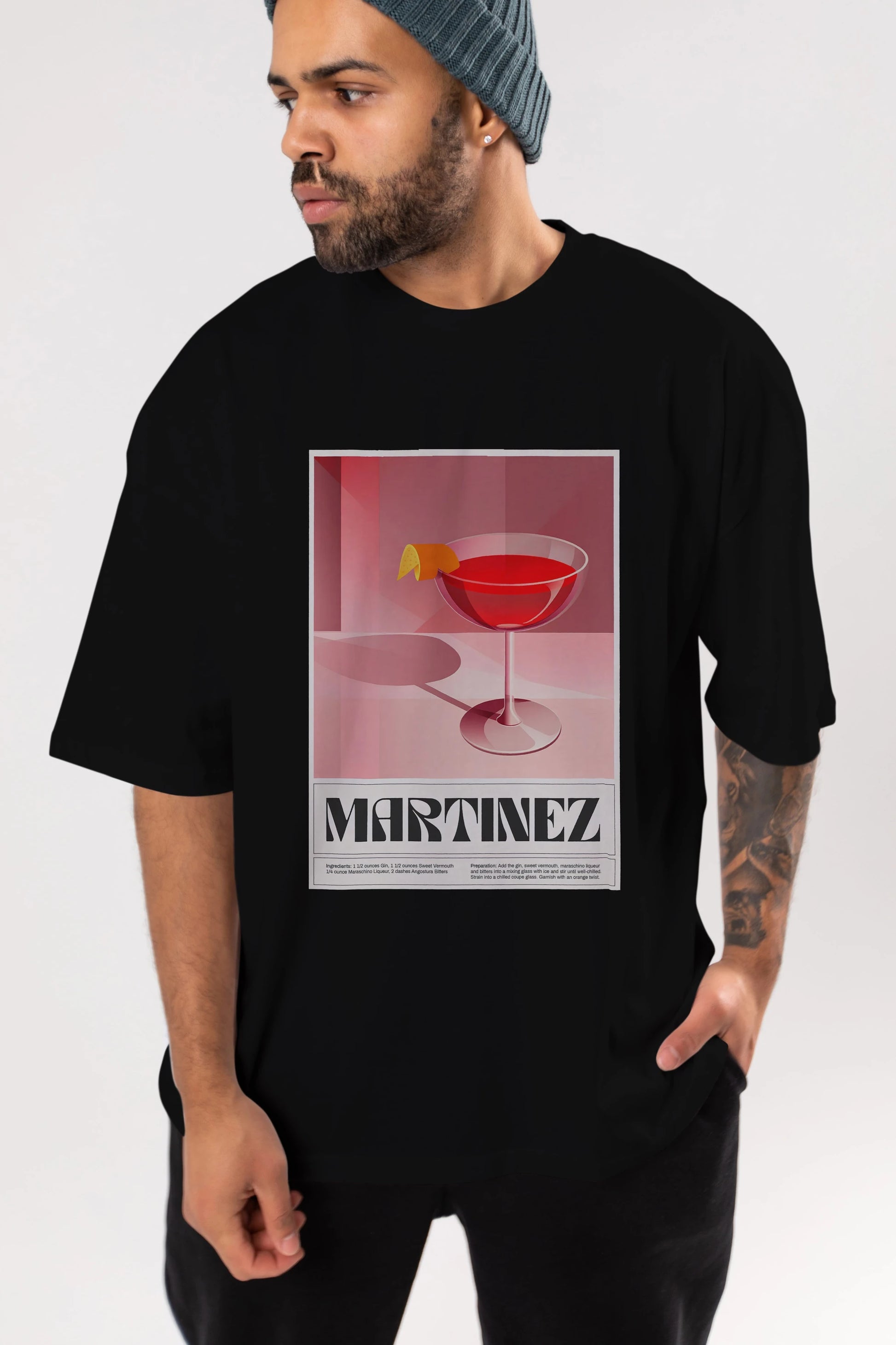 Martinez Ön Baskılı Oversize t-shirt Erkek Kadın Unisex %100 Pamuk Bisiklet Yaka tişort