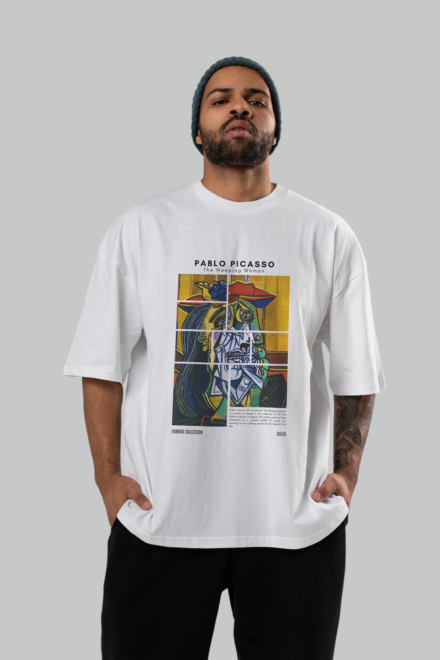 Pablo Picasso ön Baskılı Oversize t-shirt Erkek Kadın Bisiklet Yaka Pamuk tişort