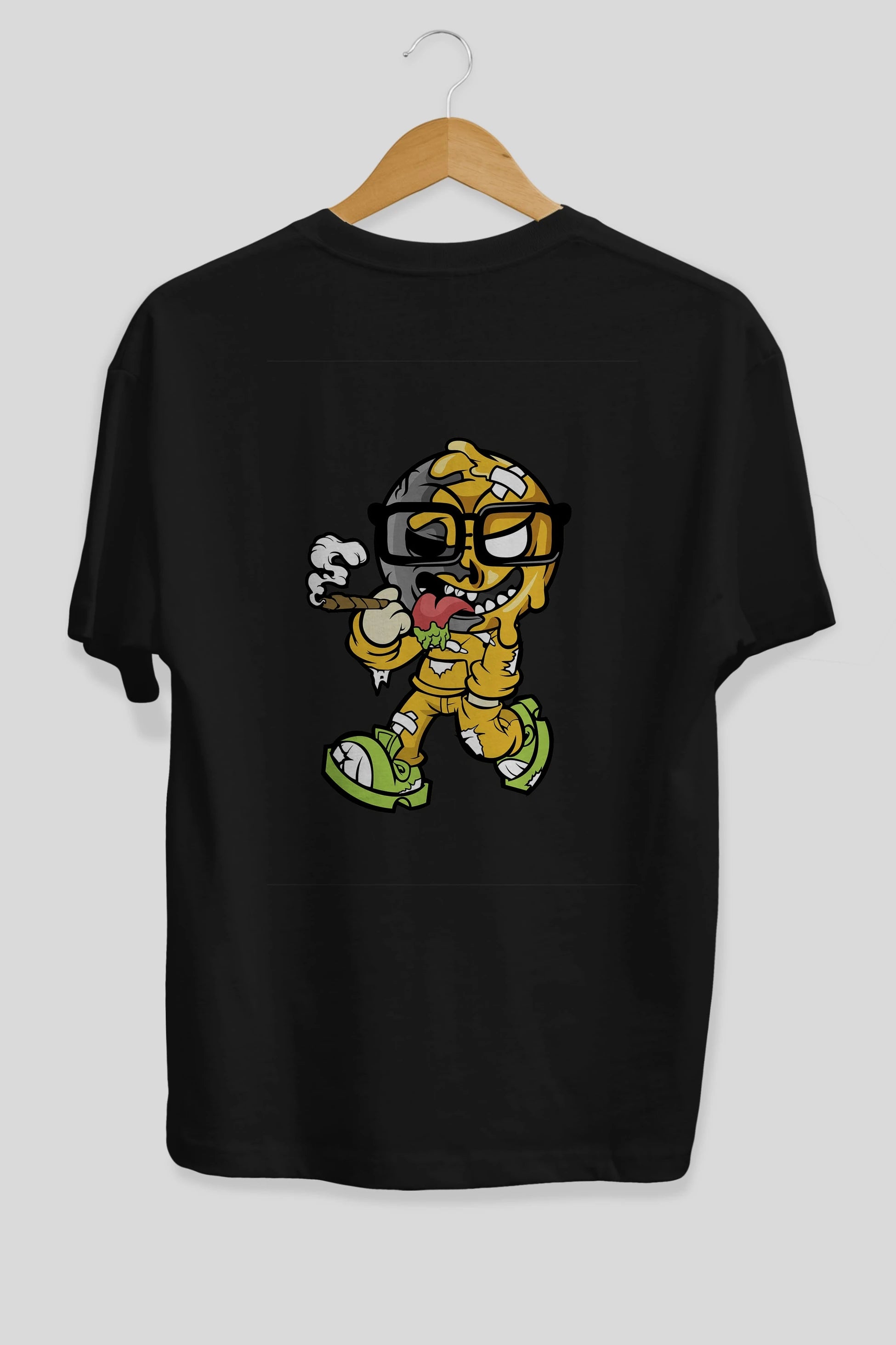 Eyeball Smoker Arka Baskılı Oversize t-shirt Erkek Kadın Unisex %100 Pamuk tişort