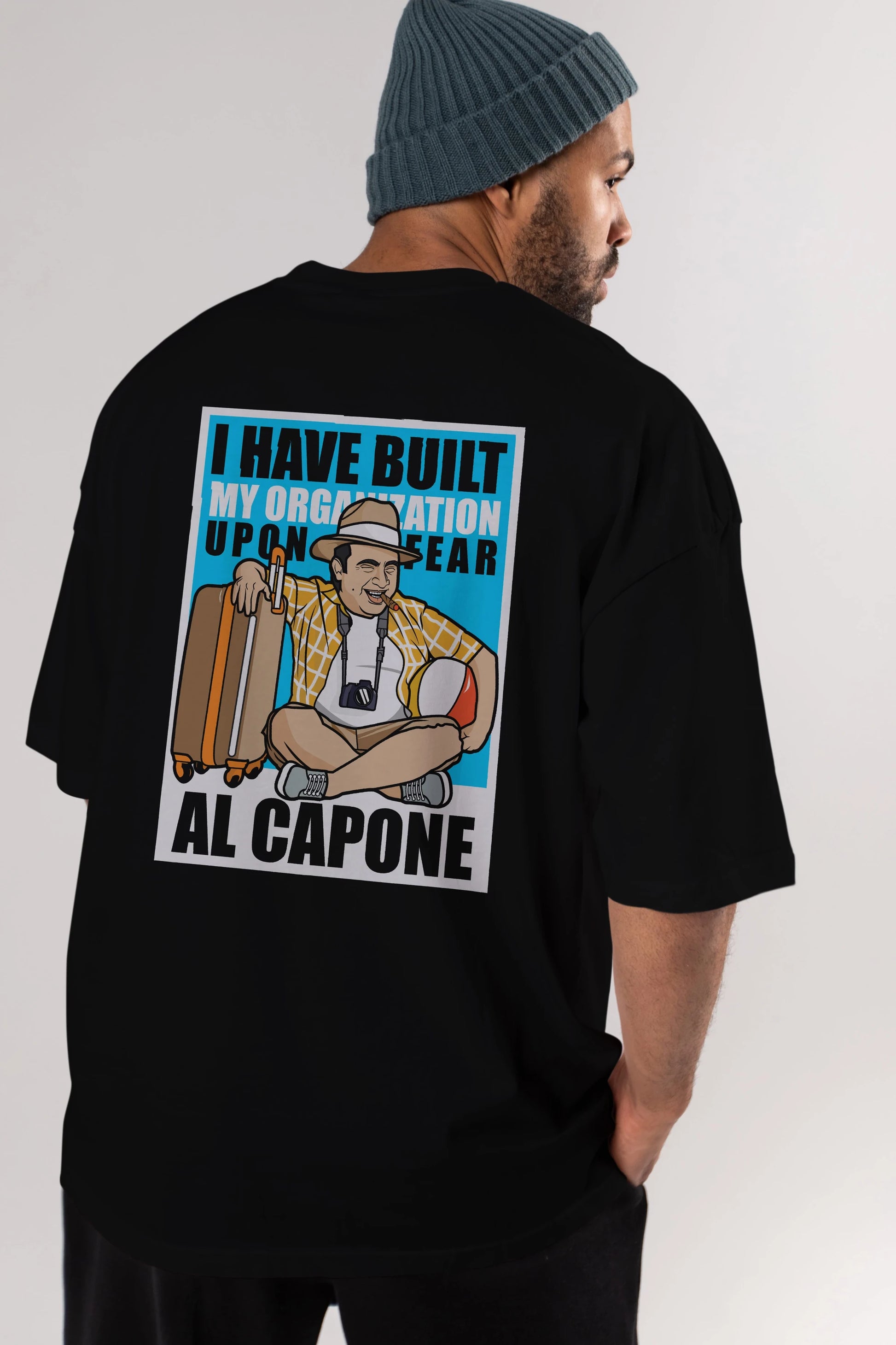 Al Capone Holiday Arka Baskılı Oversize t-shirt Erkek Kadın Unisex %100 Pamuk tişort