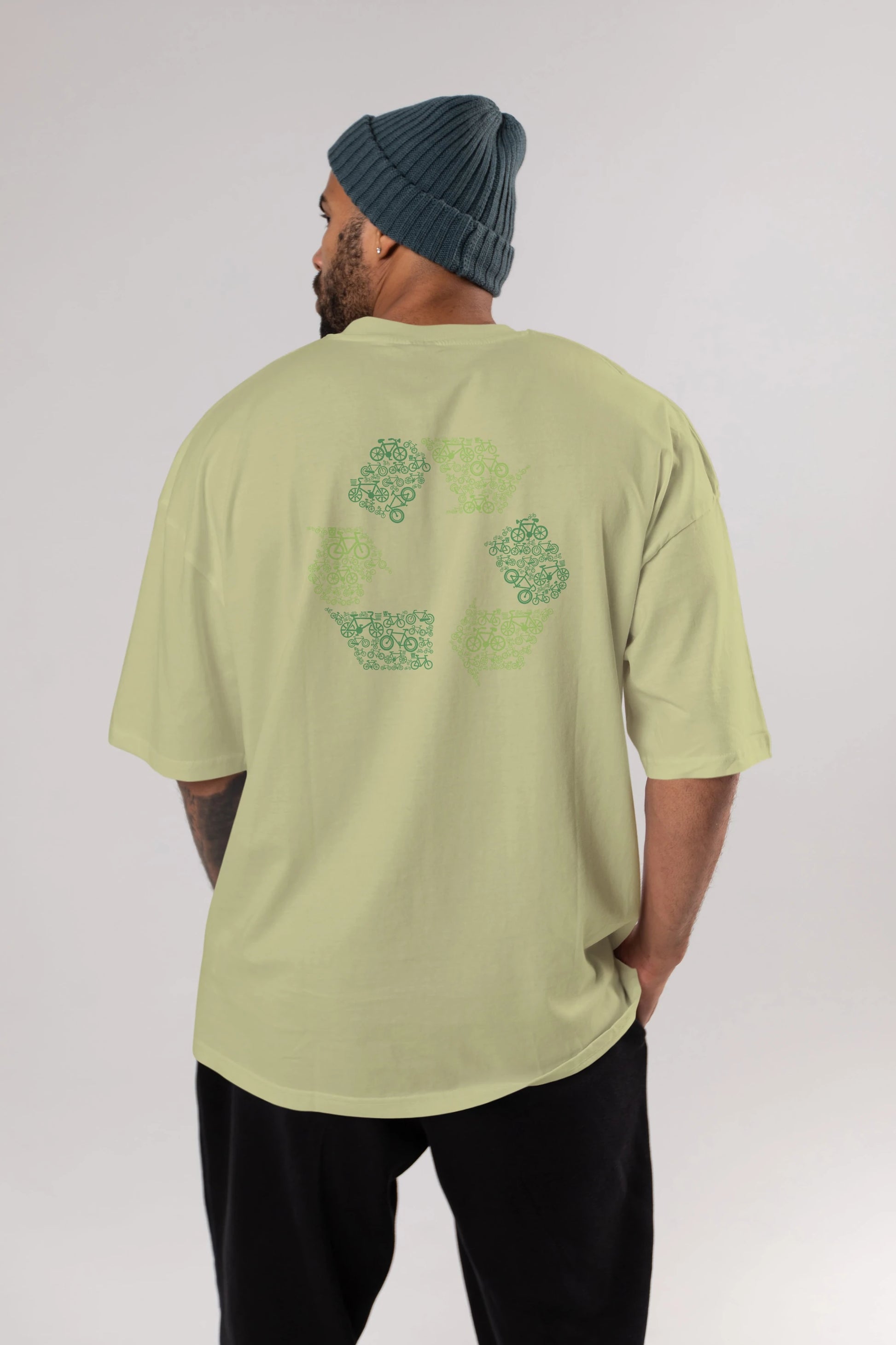Recycling Arka Baskılı Oversize t-shirt %100 pamuk Erkek Kadın Unisex