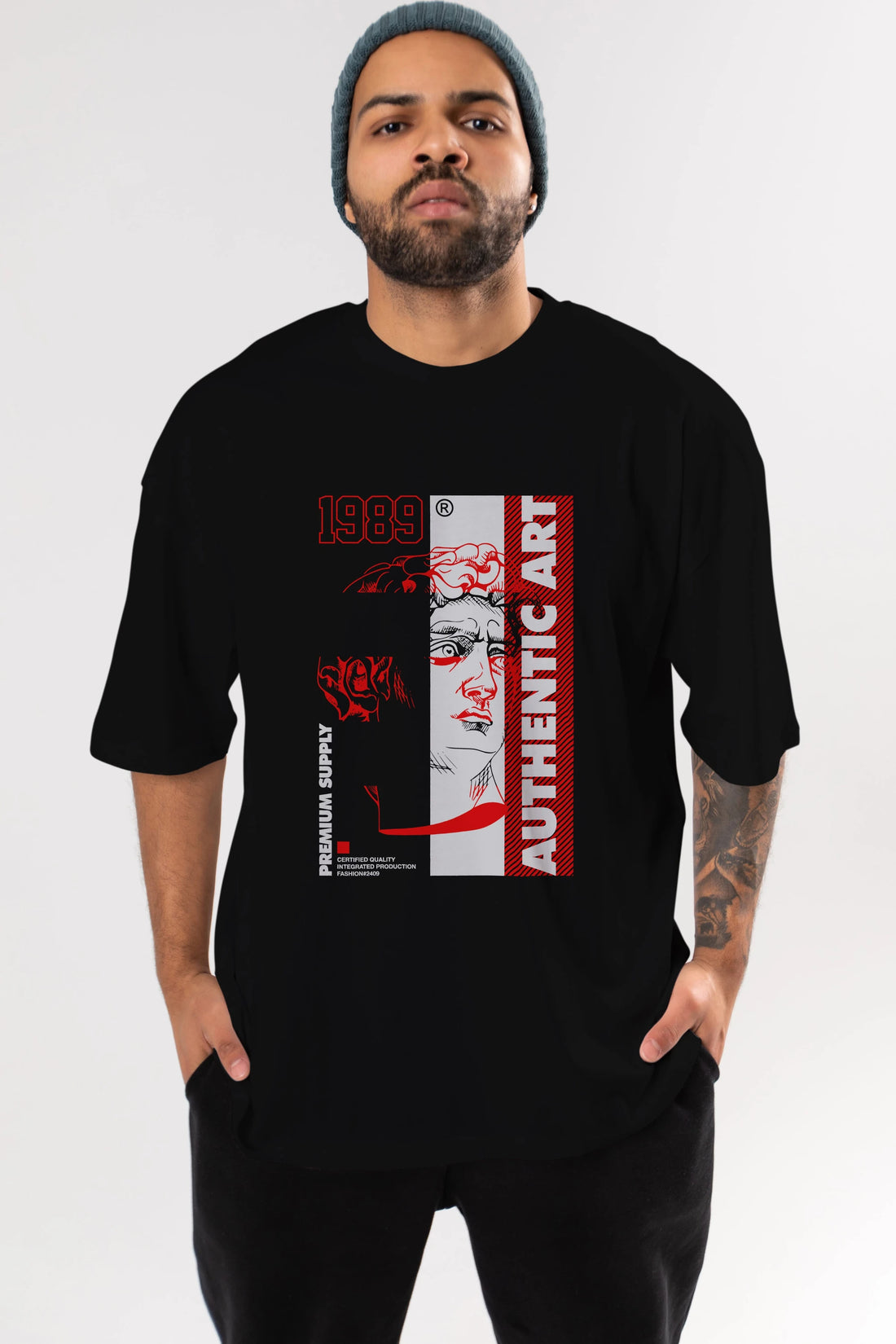 Authentic Art Ön Baskılı Oversize t-shirt Erkek Kadın Unisex