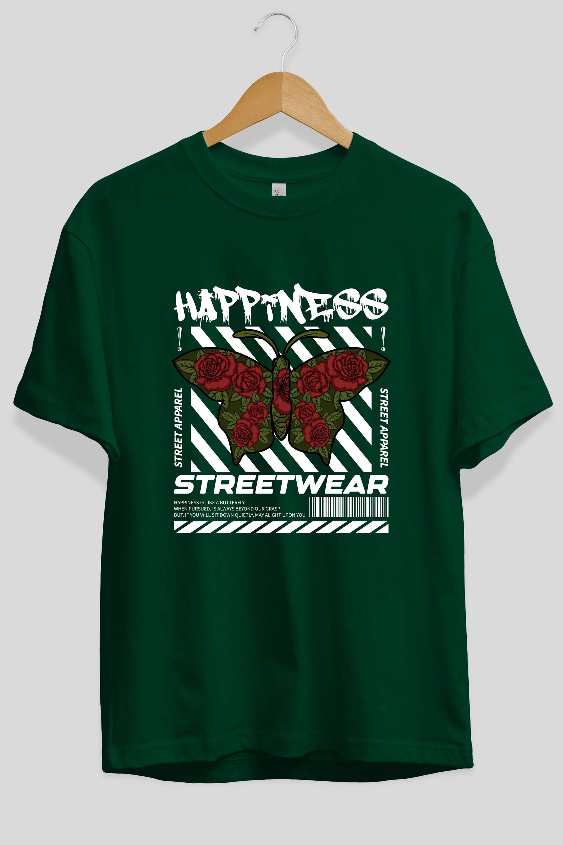 Happiness Streetwear Ön Baskılı Oversize t-shirt Erkek Kadın Unisex
