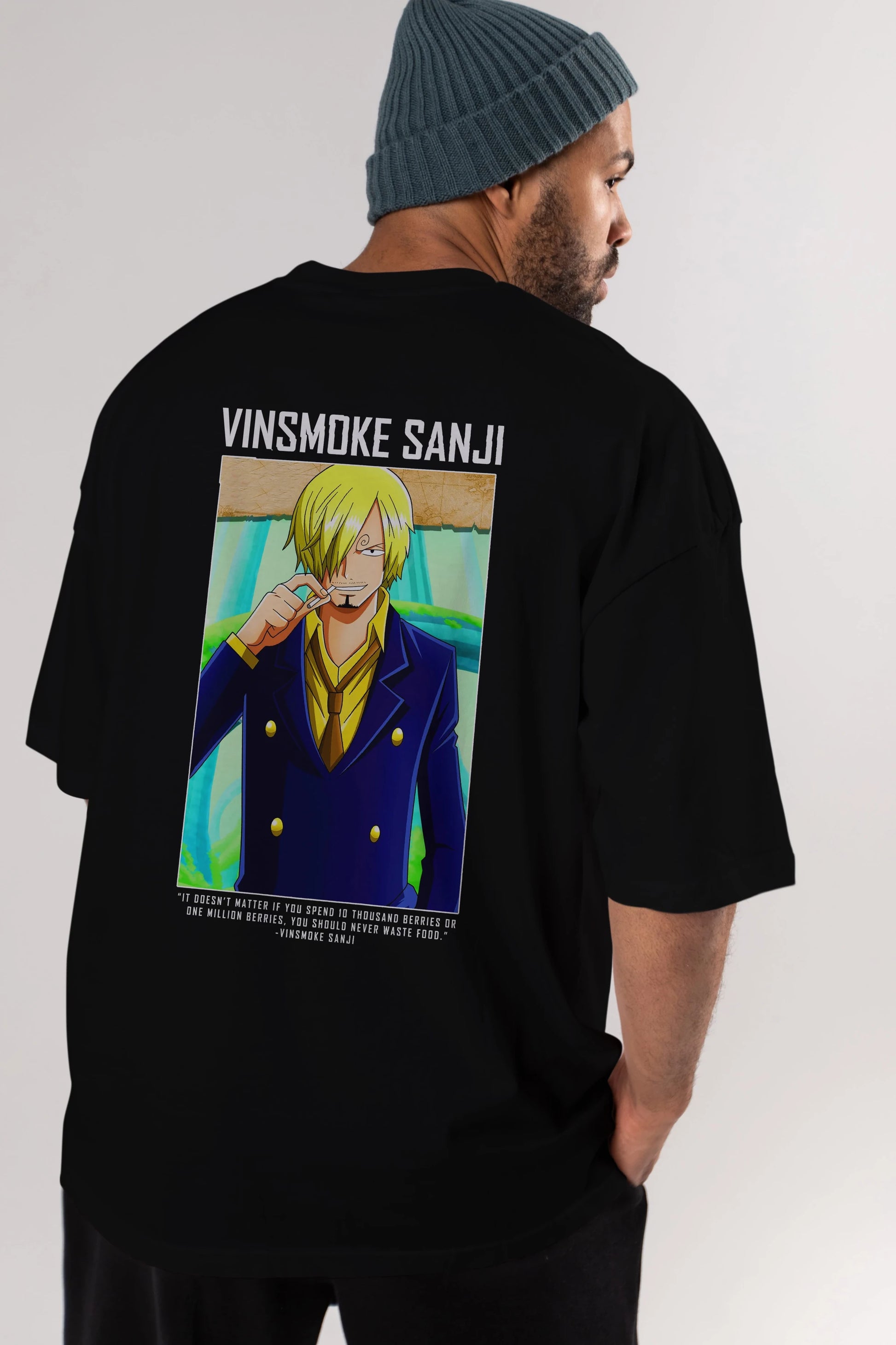 Sanji 2 Anime Arka Baskılı Oversize t-shirt Erkek Kadın Unisex %100 pamuk tişort