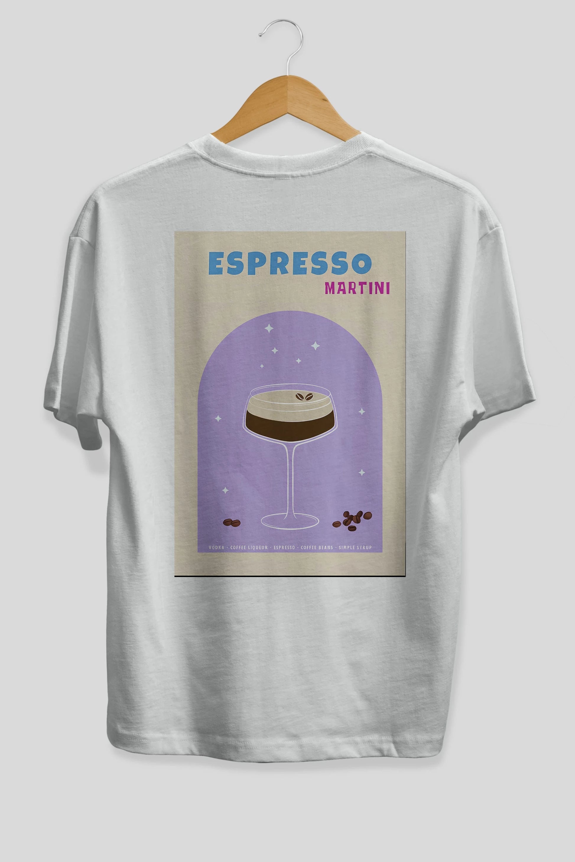 Espresso Martini 5 Arka Baskılı Oversize t-shirt Erkek Kadın Unisex %100 Pamuk Bisiklet Yaka tişort
