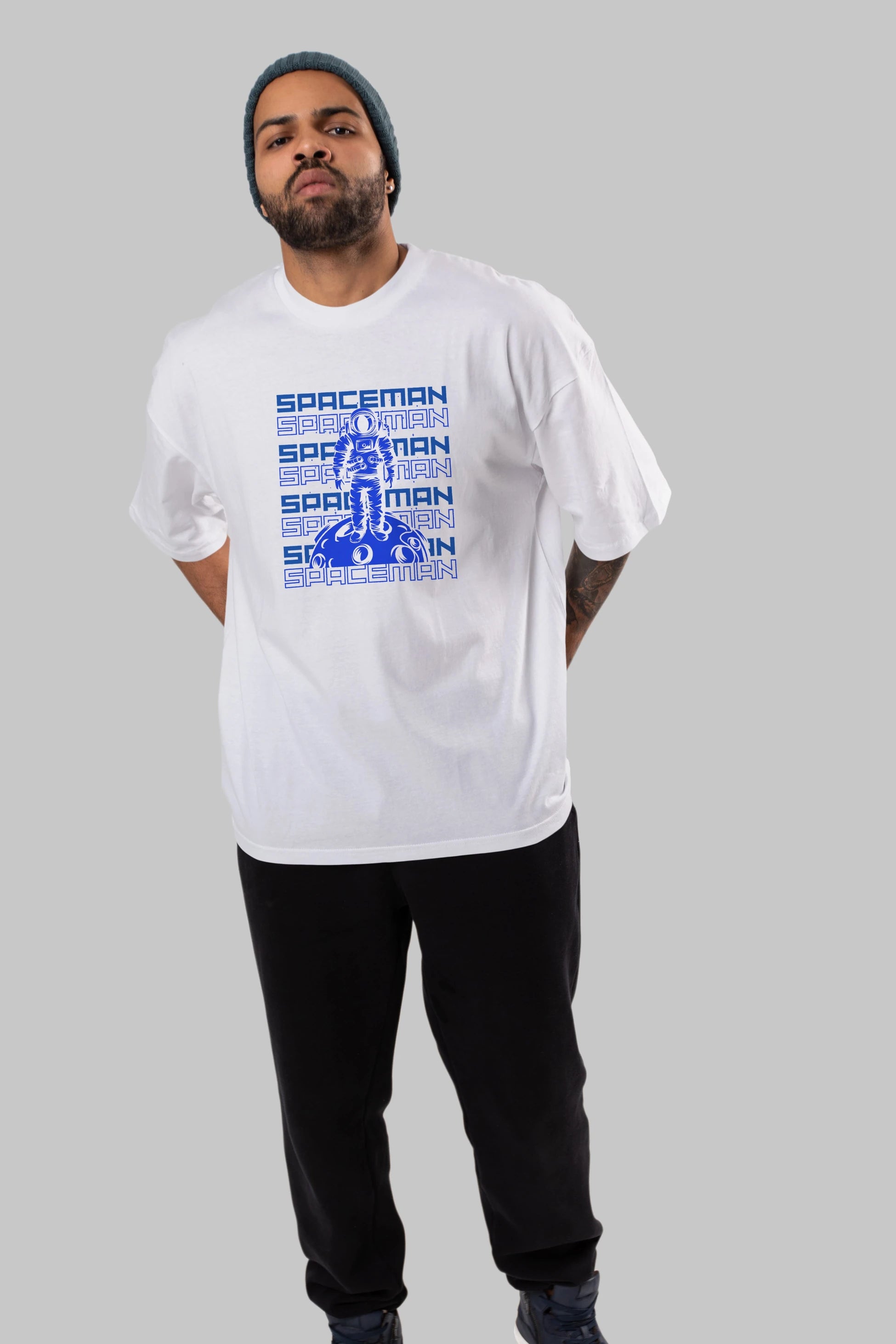 Spaceman Yazılı Ön Baskılı Oversize t-shirt Erkek Kadın Unisex