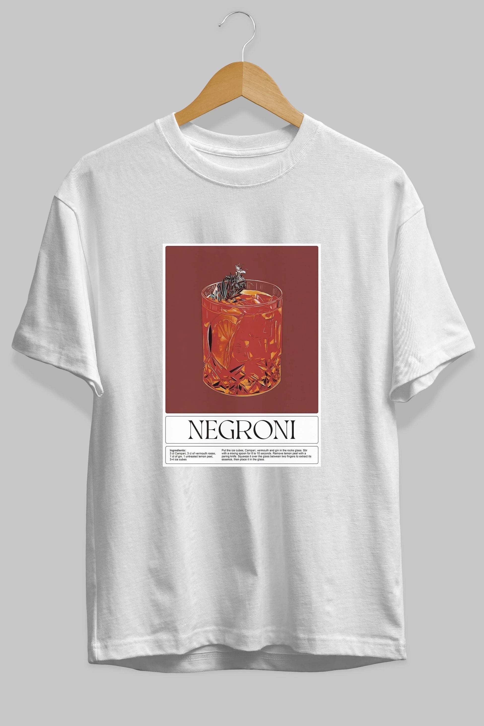 Negroni 2 Ön Baskılı Oversize t-shirt Erkek Kadın Unisex %100 Pamuk Bisiklet Yaka tişort