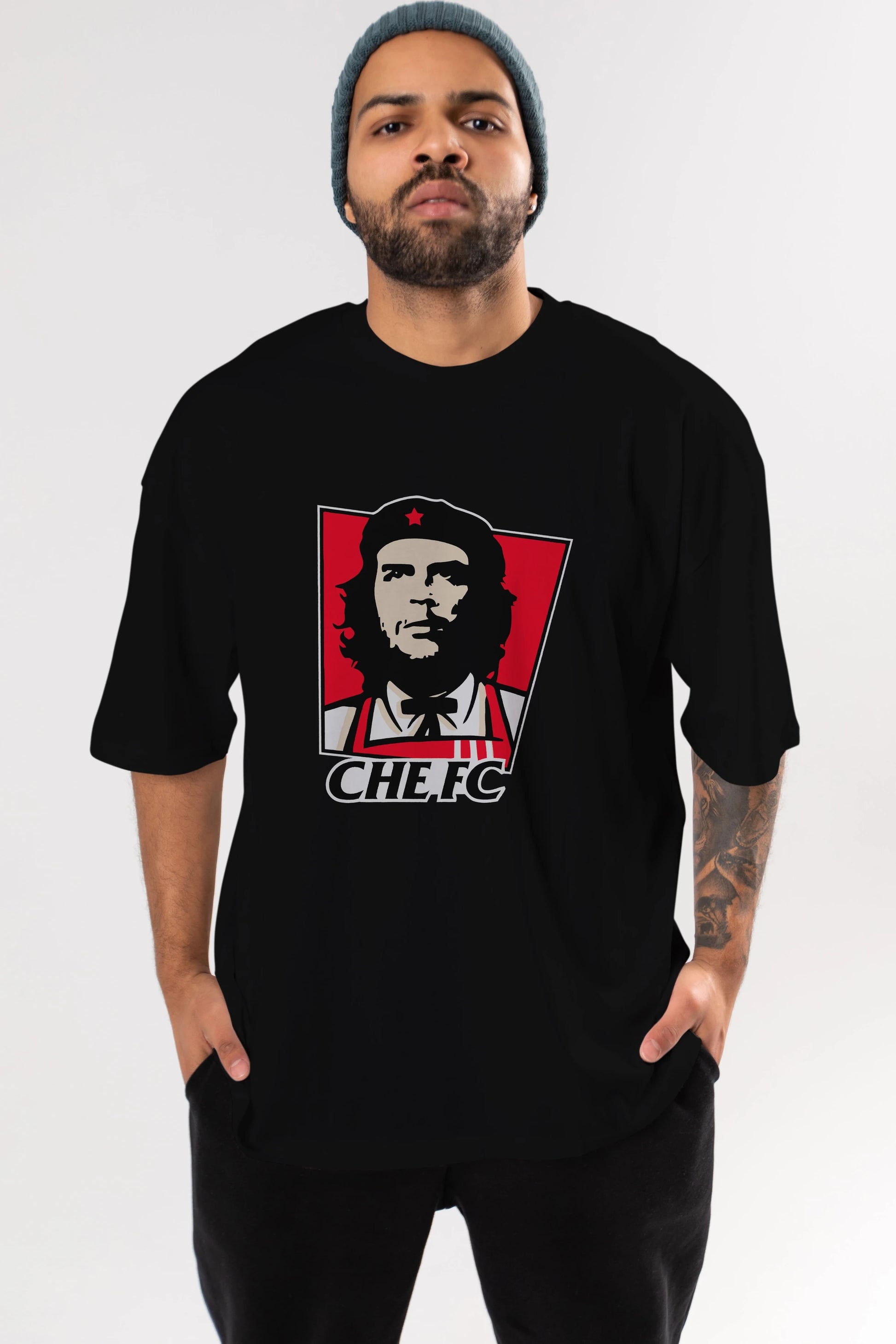 Che FC Ön Baskılı Oversize t-shirt Erkek Kadın Unisex %100 Pamuk Bisiklet Yaka tişort