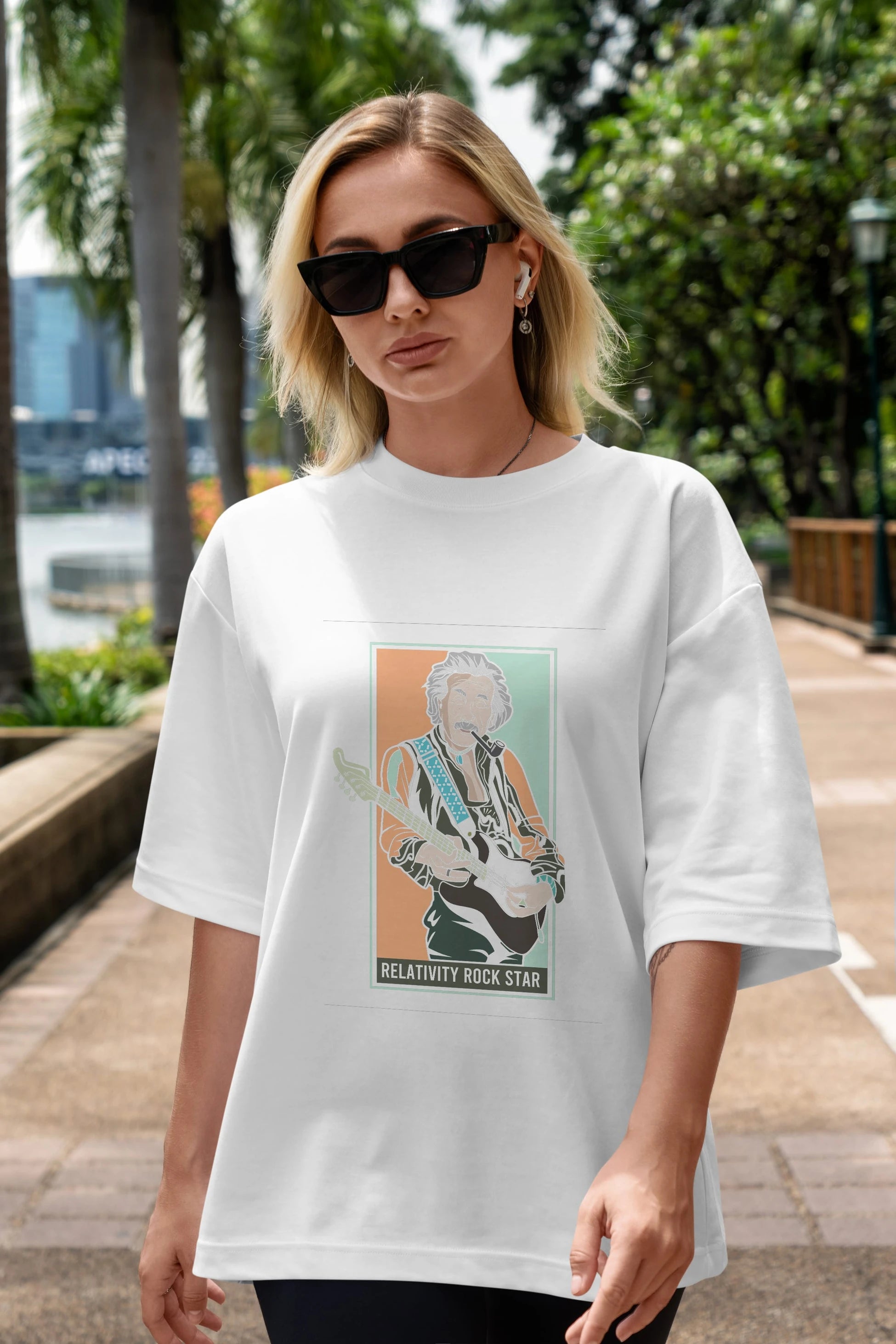 Jimmy Einstein Ön Baskılı Oversize t-shirt Erkek Kadın Unisex %100 Pamuk tişort