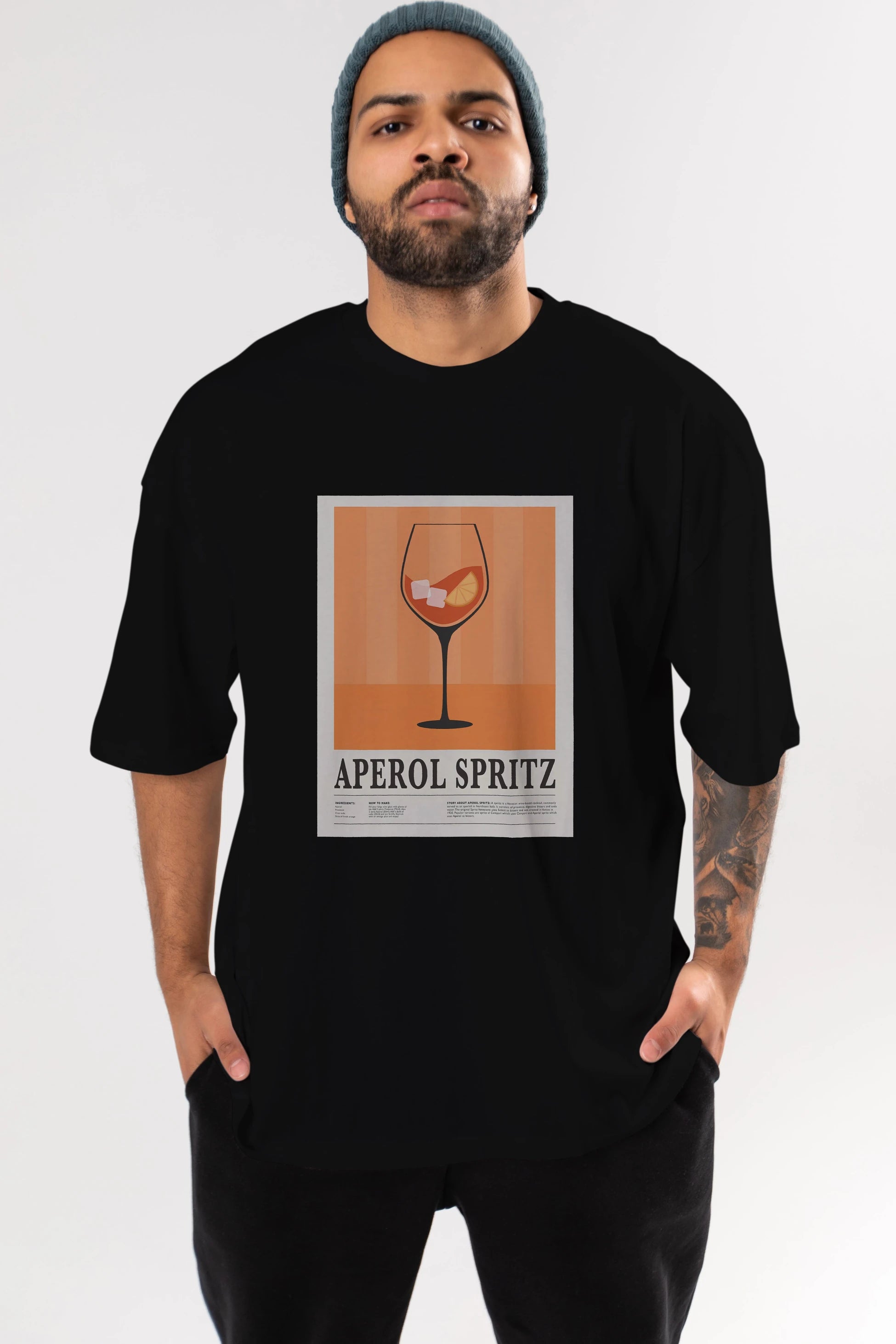Aperol Spritz 8 Ön Baskılı Oversize t-shirt Erkek Kadın Unisex %100 Pamuk Bisiklet Yaka tişort