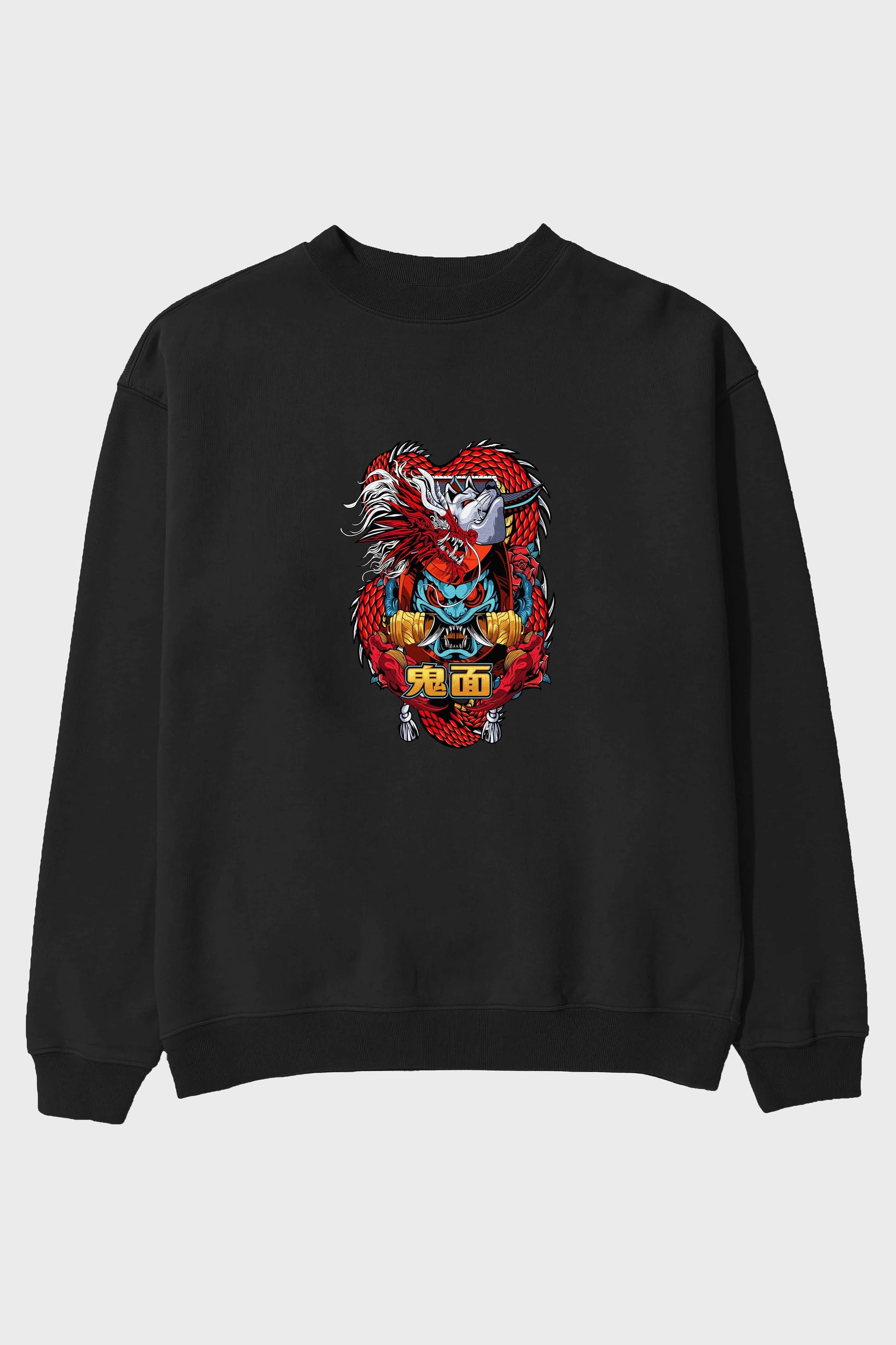 TRIBAL Anime Ön Baskılı Oversize Sweatshirt Erkek Kadın Unisex
