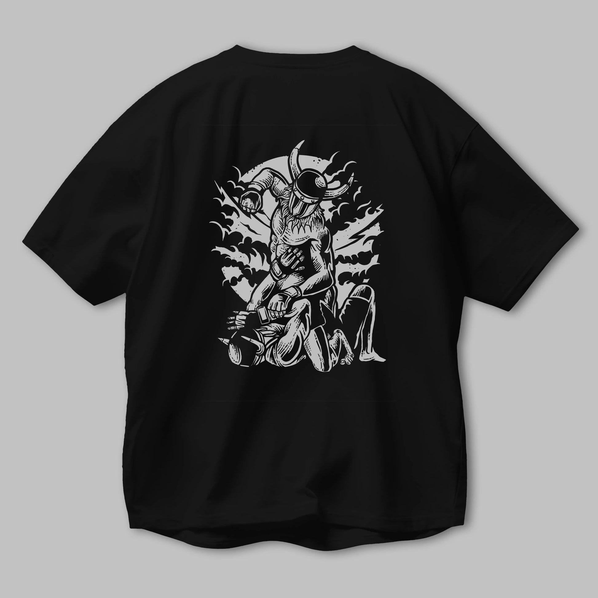 Viking MMA Fighter Arka Baskılı Oversize t-shirt Erkek Kadın Unisex %100 Pamuk