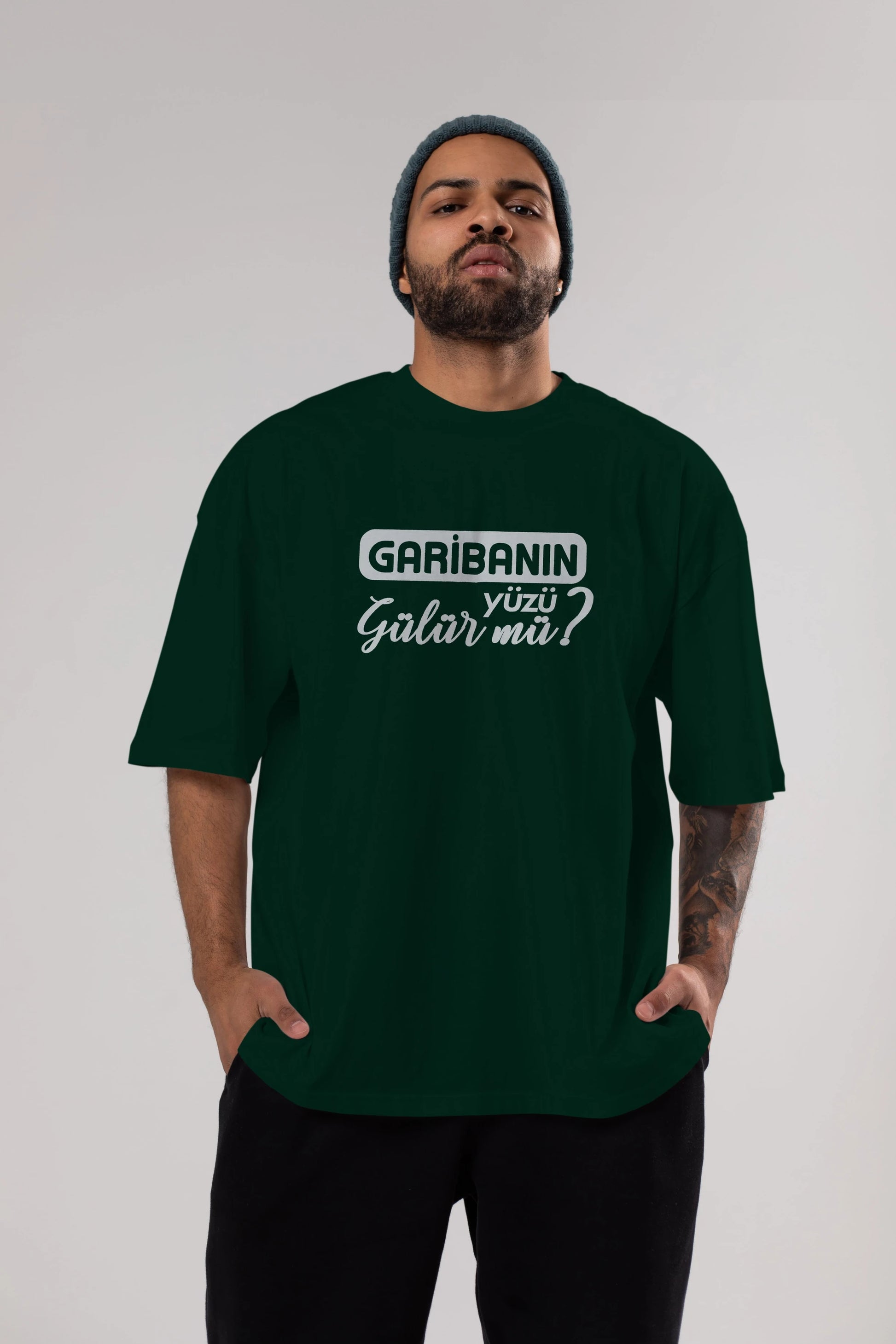 Garibanın Yüzü Gülür Mü Ön Baskılı Oversize t-shirt %100 pamuk Erkek Kadın Unisex