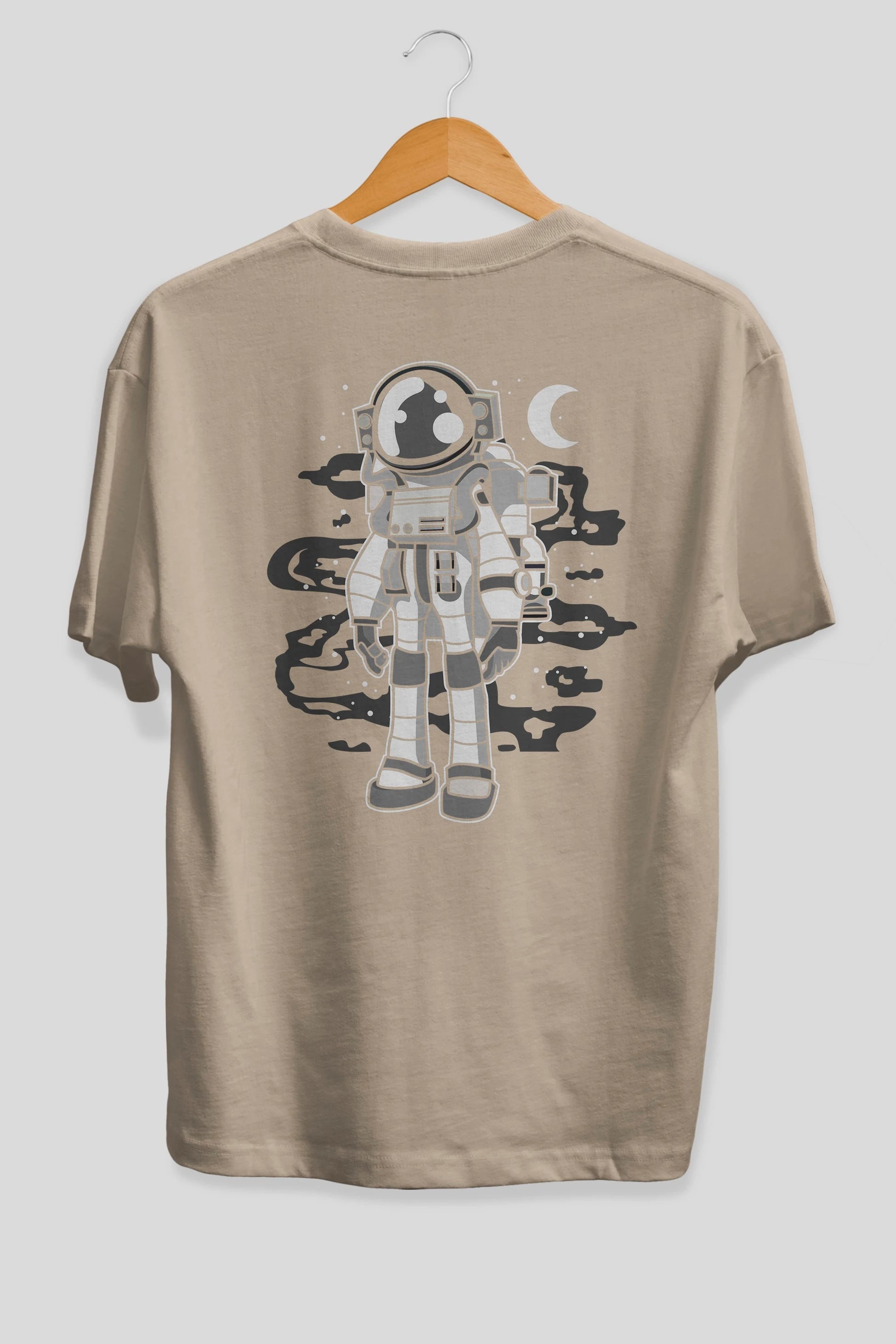 Astronaut Stand Arka Baskılı Oversize t-shirt Erkek Kadın Unisex
