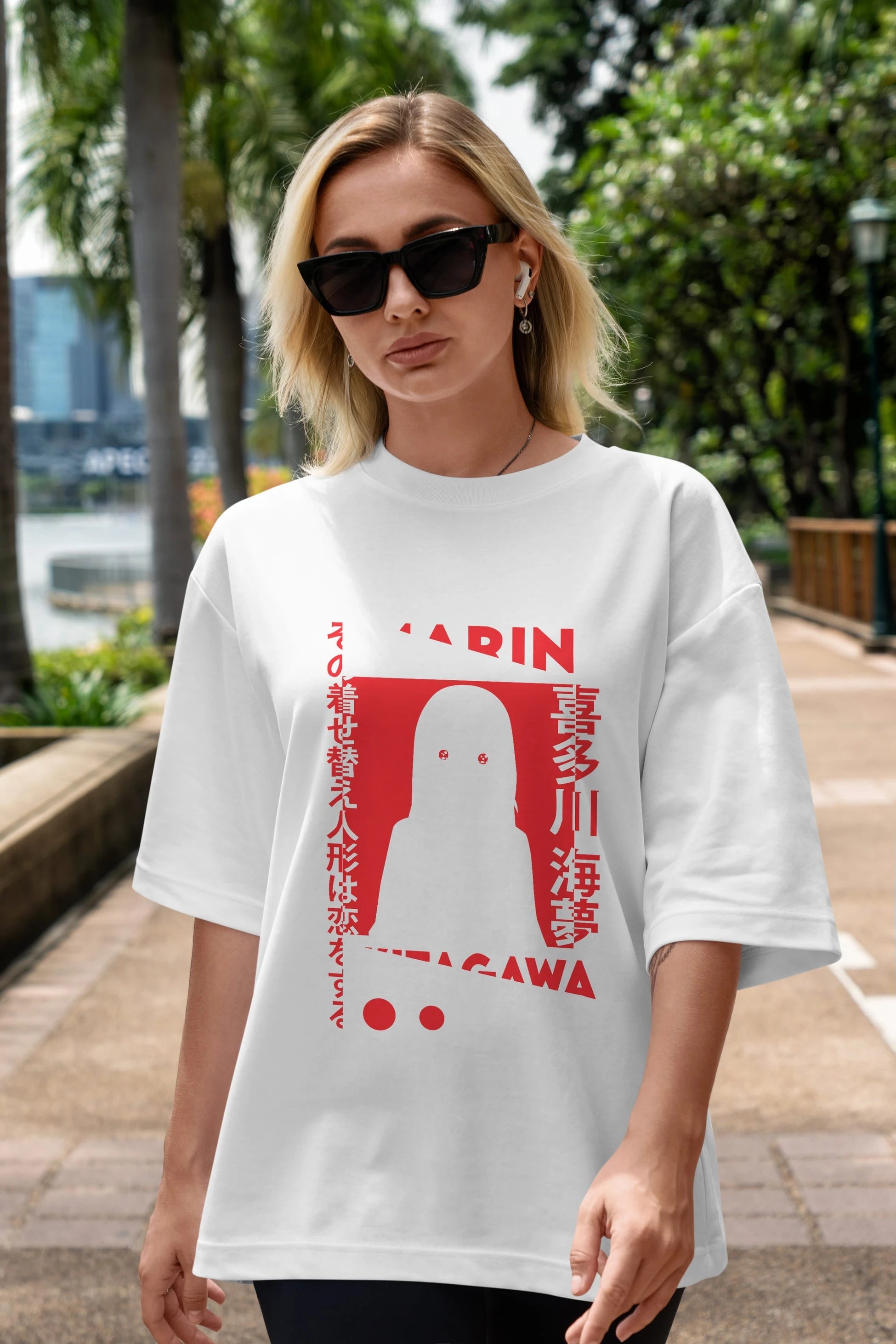 MARIN KITAGAWA Anime Ön Baskılı Oversize t-shirt %100 pamuk Erkek Kadın Unisex
