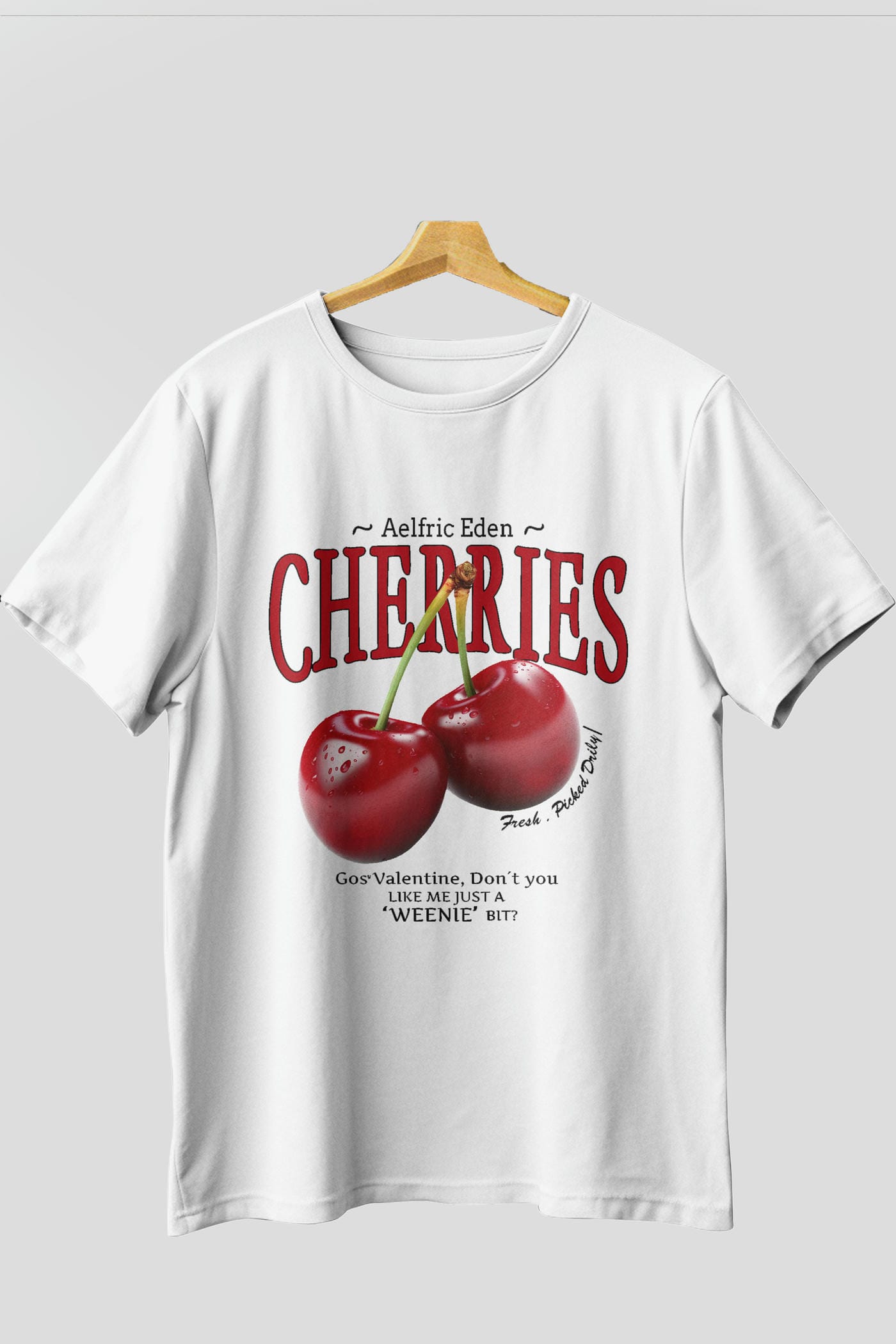 Cherry Cherries Ön Baskılı Oversize t-shirt Erkek Kadın Pamuk Bisiklet Yaka tişort