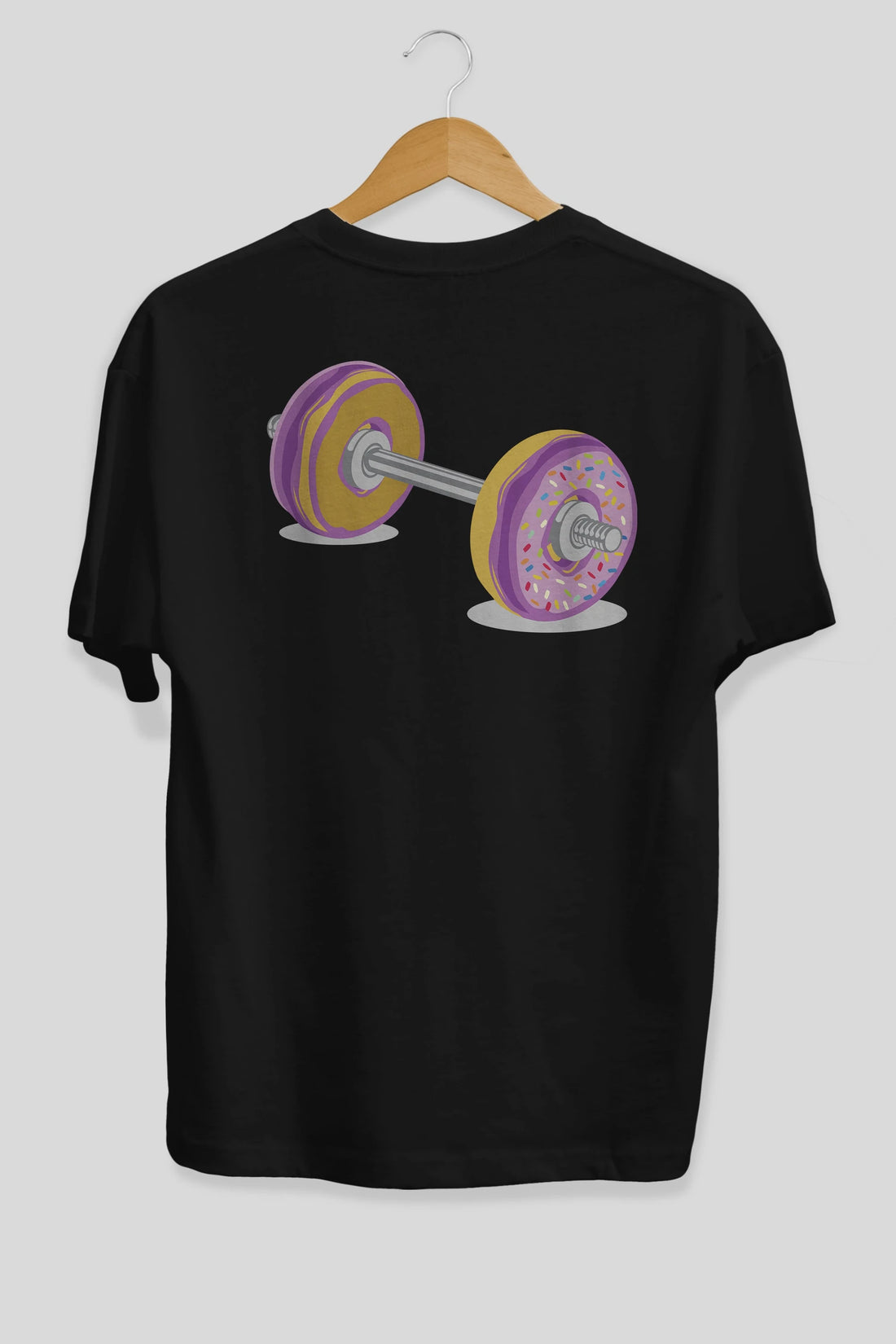 Donut Barbell Arka Baskılı Oversize t-shirt %100 pamuk Erkek Kadın Unisex