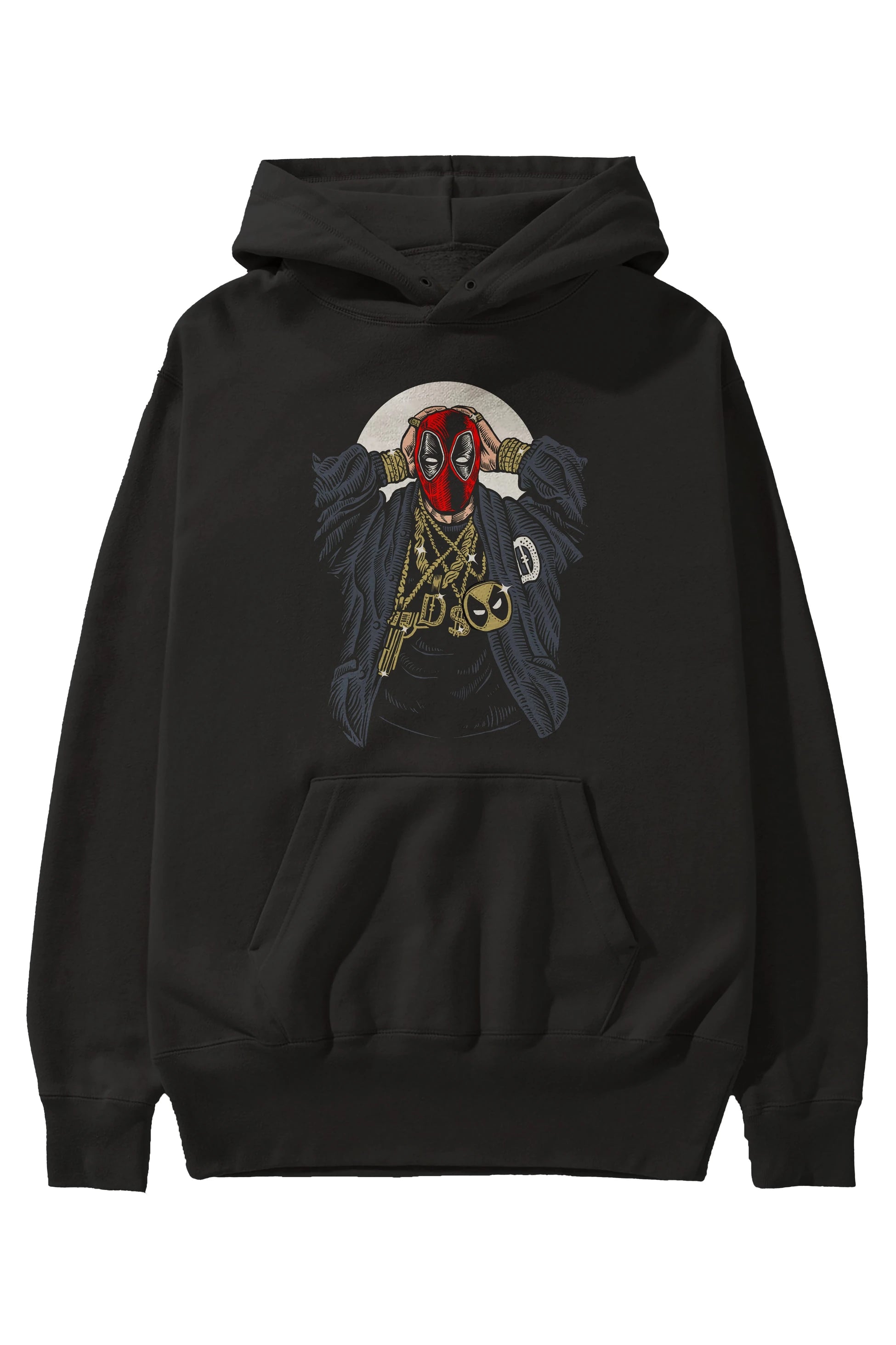 Deadpool Gangsta Ön Baskılı Hoodie Oversize Kapüşonlu Sweatshirt Erkek Kadın Unisex