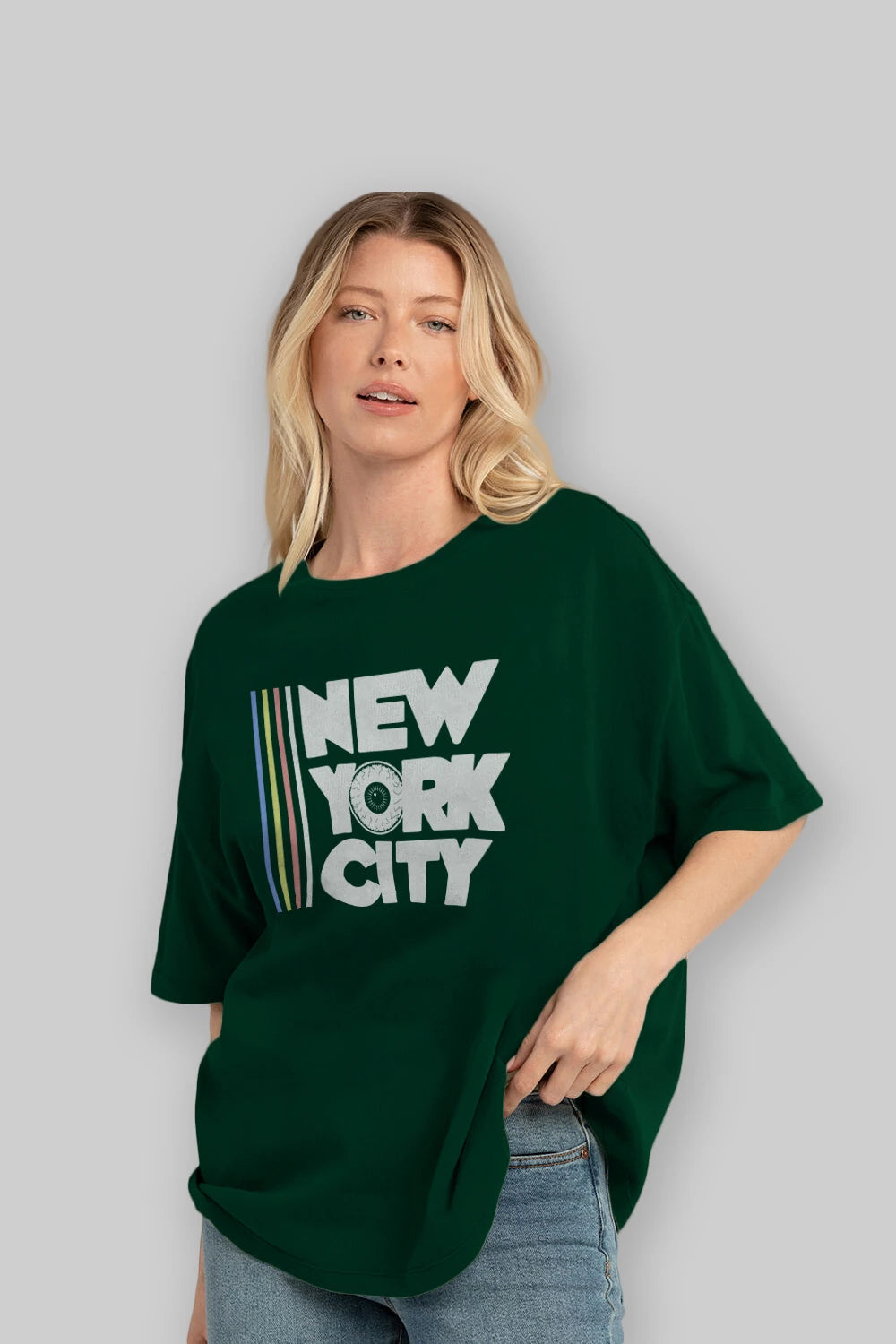 New York City Style Ön Baskılı Oversize t-shirt Erkek Kadın Unisex