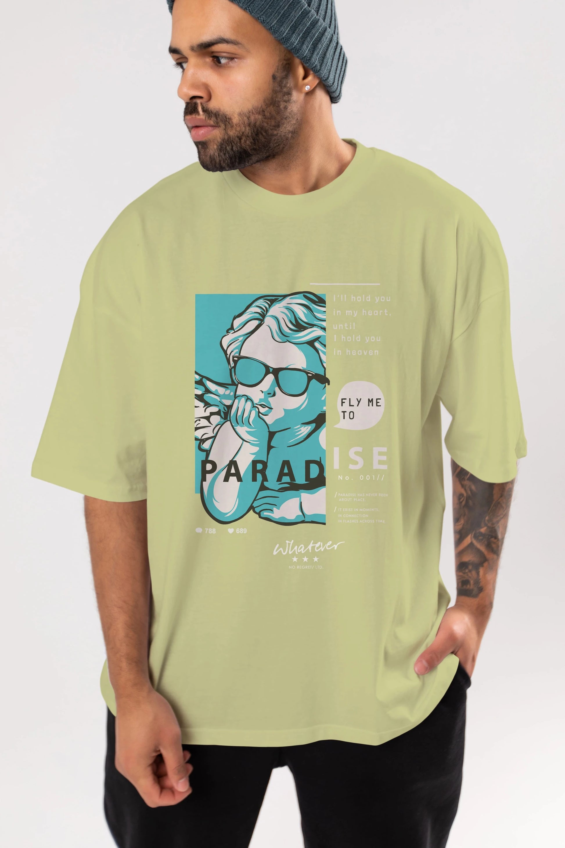 Paradise Fly to Me Ön Baskılı Oversize t-shirt Erkek Kadın Unisex