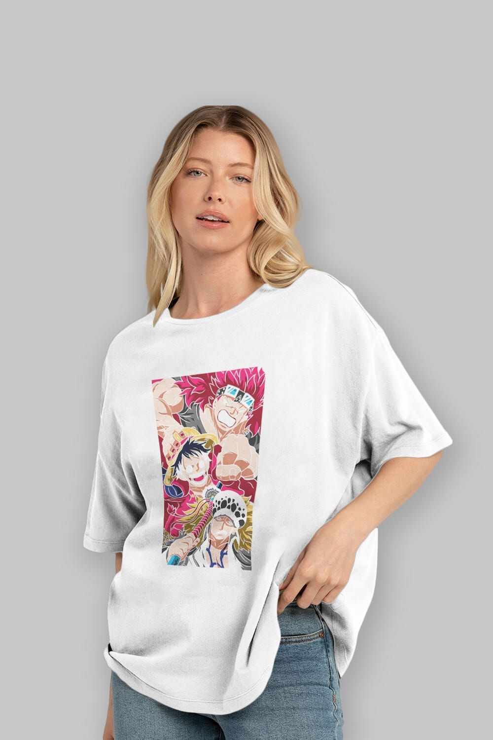 SUPER NOVAS one piece Anime Ön Baskılı Oversize t-shirt %100 pamuk Erkek Kadın Unisex