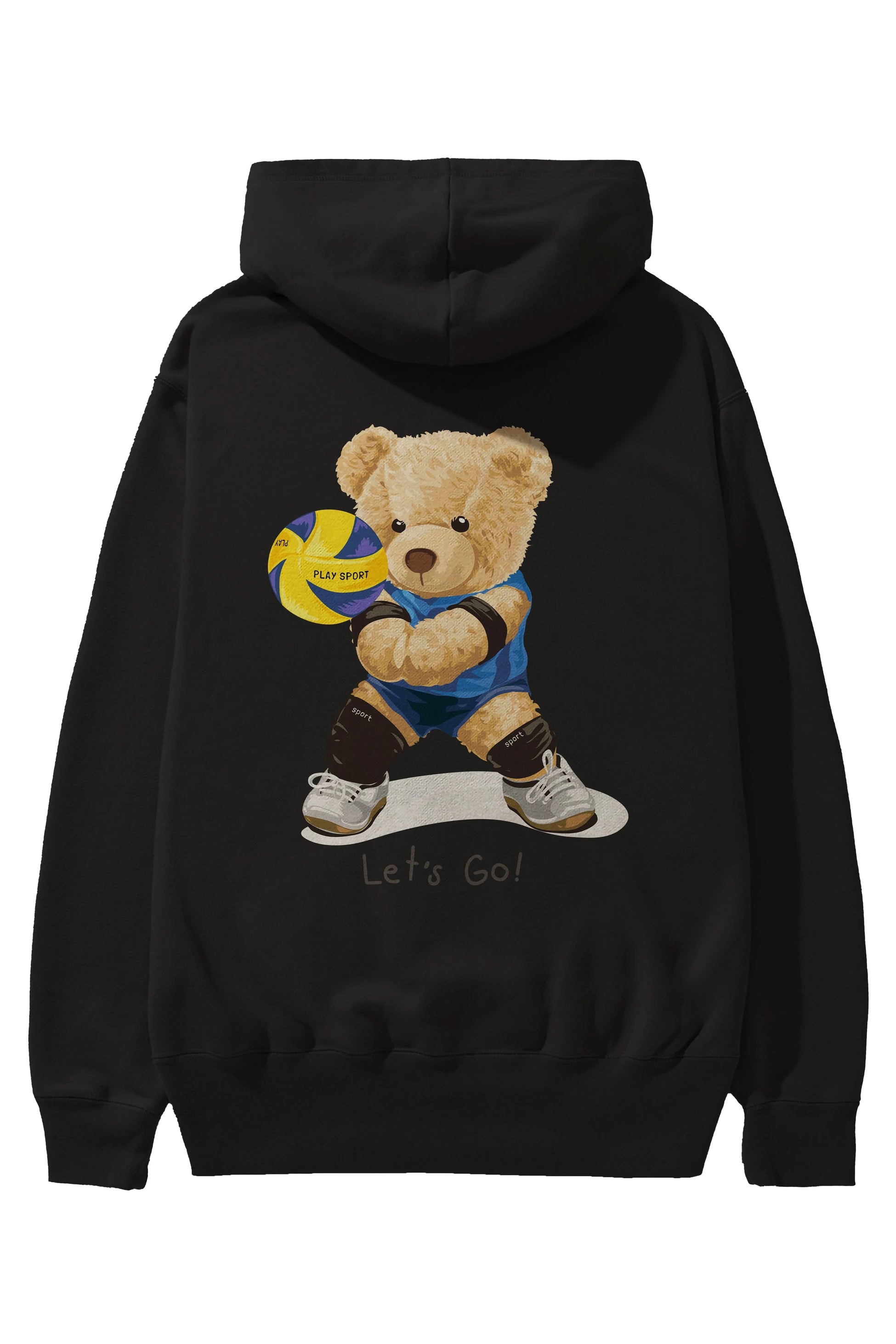 Teddy Bear Lets Go Arka Baskılı Hoodie Oversize Kapüşonlu Sweatshirt Erkek Kadın Unisex