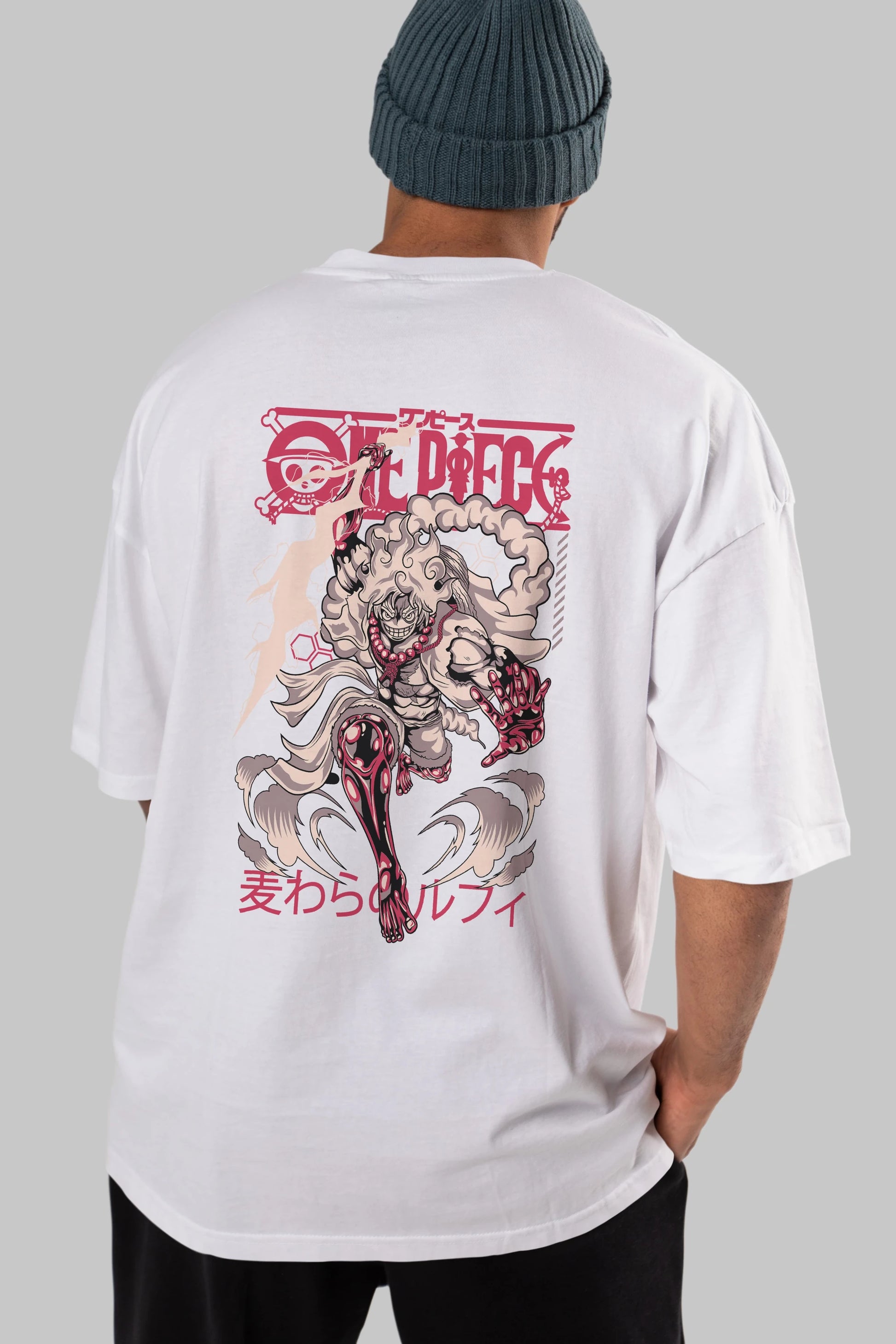 MONKEY D. LUFF-ONE PIECE 1 Anime Arka Baskılı Oversize t-shirt Erkek Kadın Unisex
