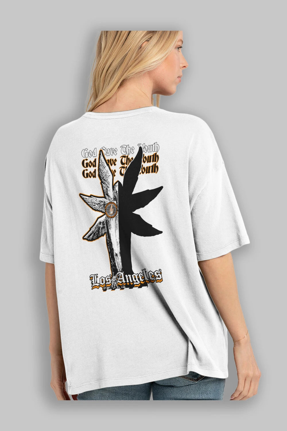 God Save The Youth Arka Baskılı Oversize t-shirt Erkek Kadın Unisex