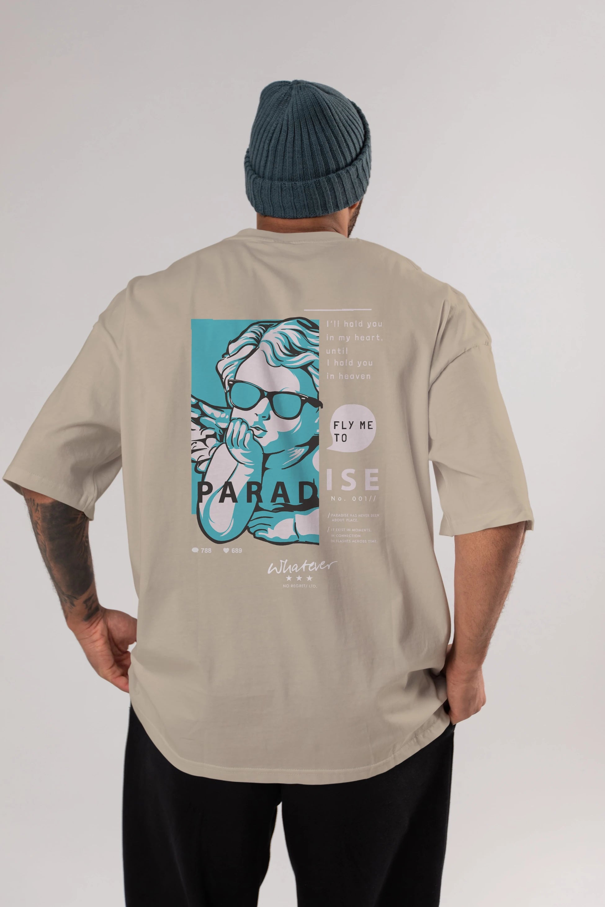 Paradise Fly to Me Arka Baskılı Oversize t-shirt Erkek Kadın Unisex