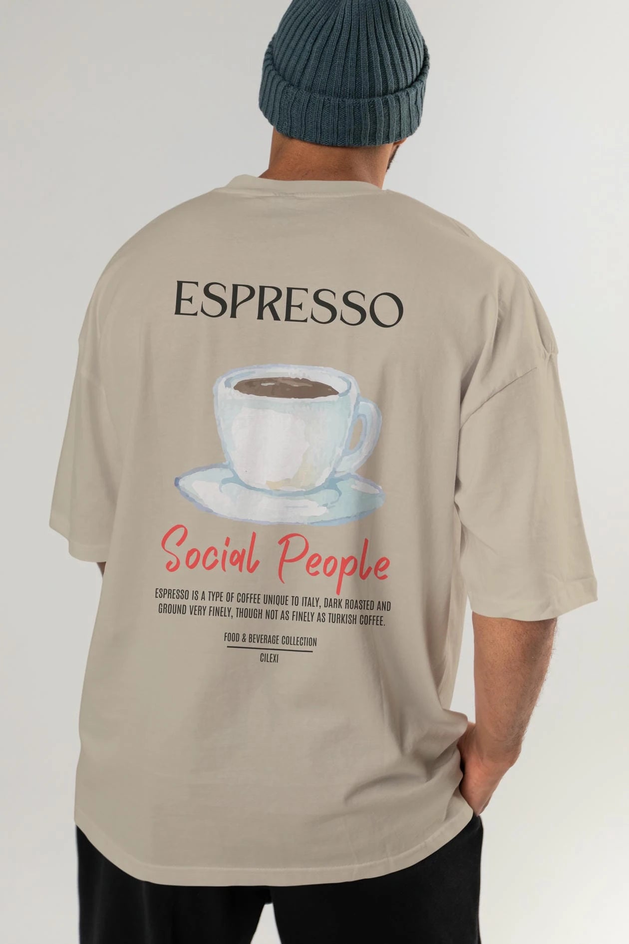 Espresso Kokteyl Serisi Baskılı Oversize t-shirt Erkek Kadın Unisex %100 Pamuk Bisiklet Yaka tişort