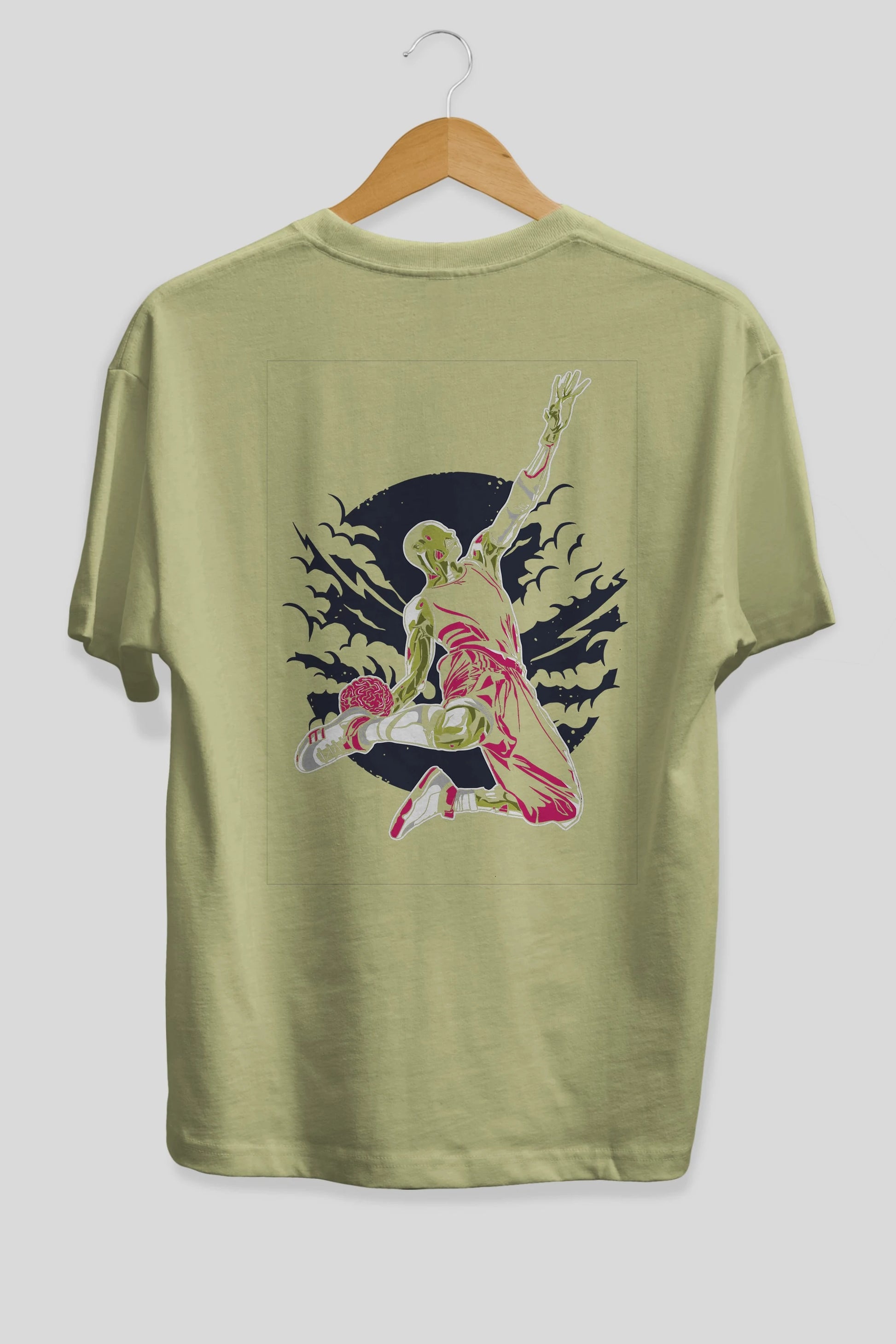 Zombie Slam Dunk Arka Baskılı Oversize t-shirt Erkek Kadın Unisex %100 Pamuk