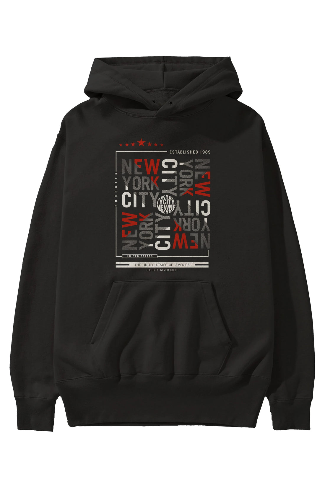 New York Style 2 Ön Baskılı Hoodie Oversize Kapüşonlu Sweatshirt Erkek Kadın Unisex