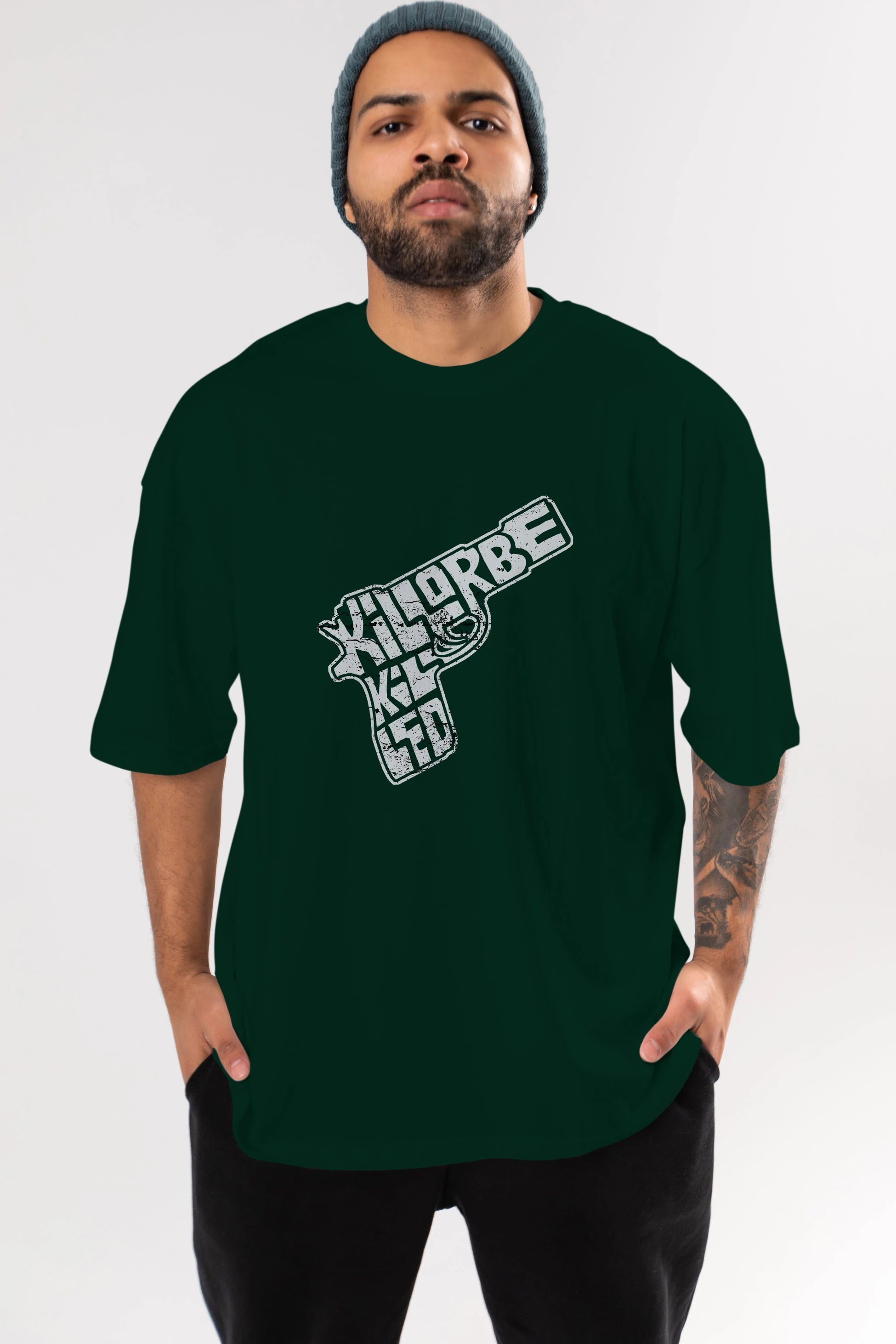 Kill Or Be Killed Ön Baskılı Oversize t-shirt %100 pamuk Erkek Kadın Unisex
