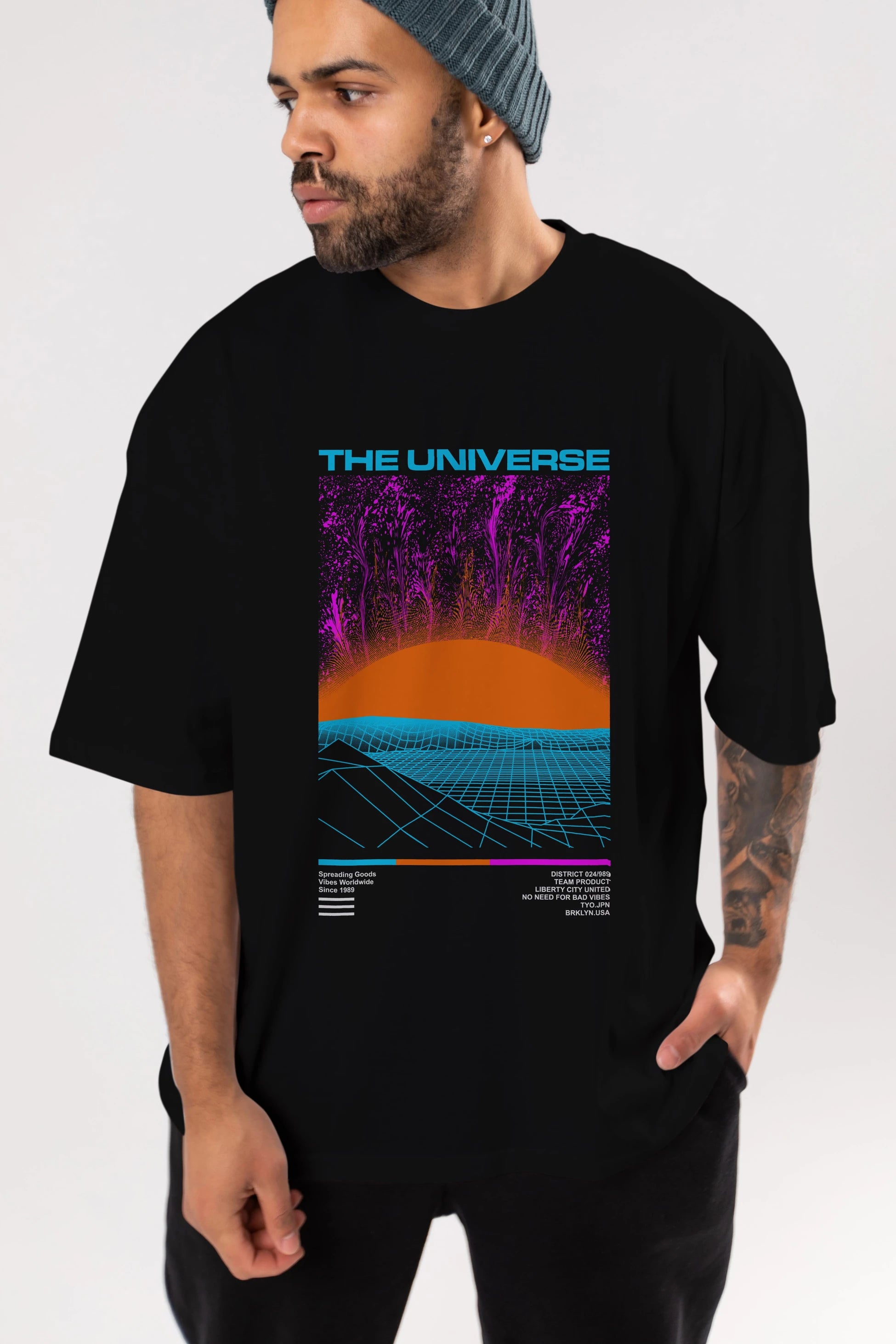 The Universe Ön Baskılı Oversize t-shirt Erkek Kadın Unisex